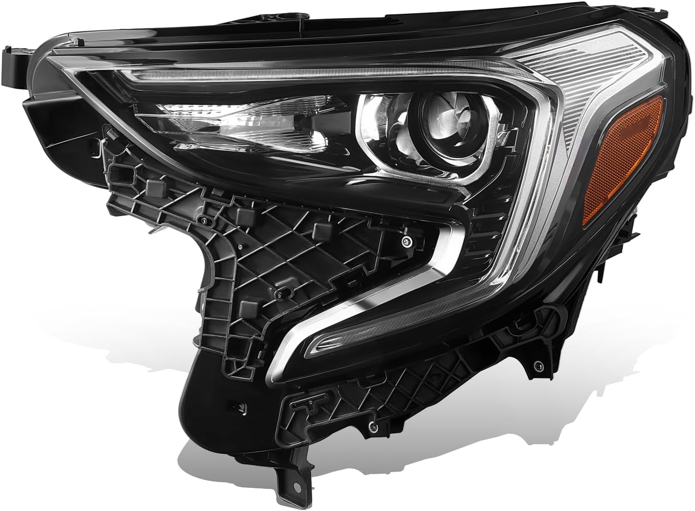 Auto Dynasty HID Projector Headlights Assembly Compatible with GMC Terrain 2018-2021, Driver Left Side, Black Housing Amber Corner