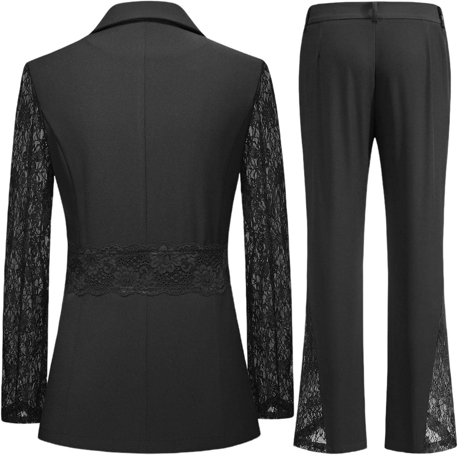 Women Suit Lace Blazer Pants Set 2 Piece Cocktail Outfits