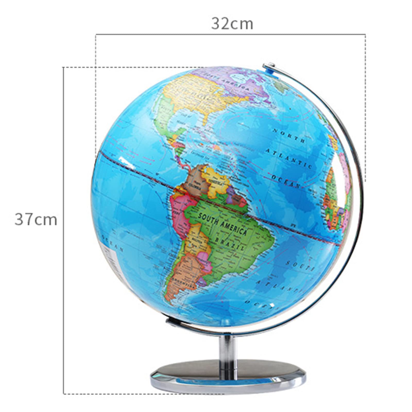 Globo del mondo con supporto, mappamondo geografico educativo con luci LED, lampada da scrivania illuminata, mappa della terra per apprendimento interattivo, casa, ufficio