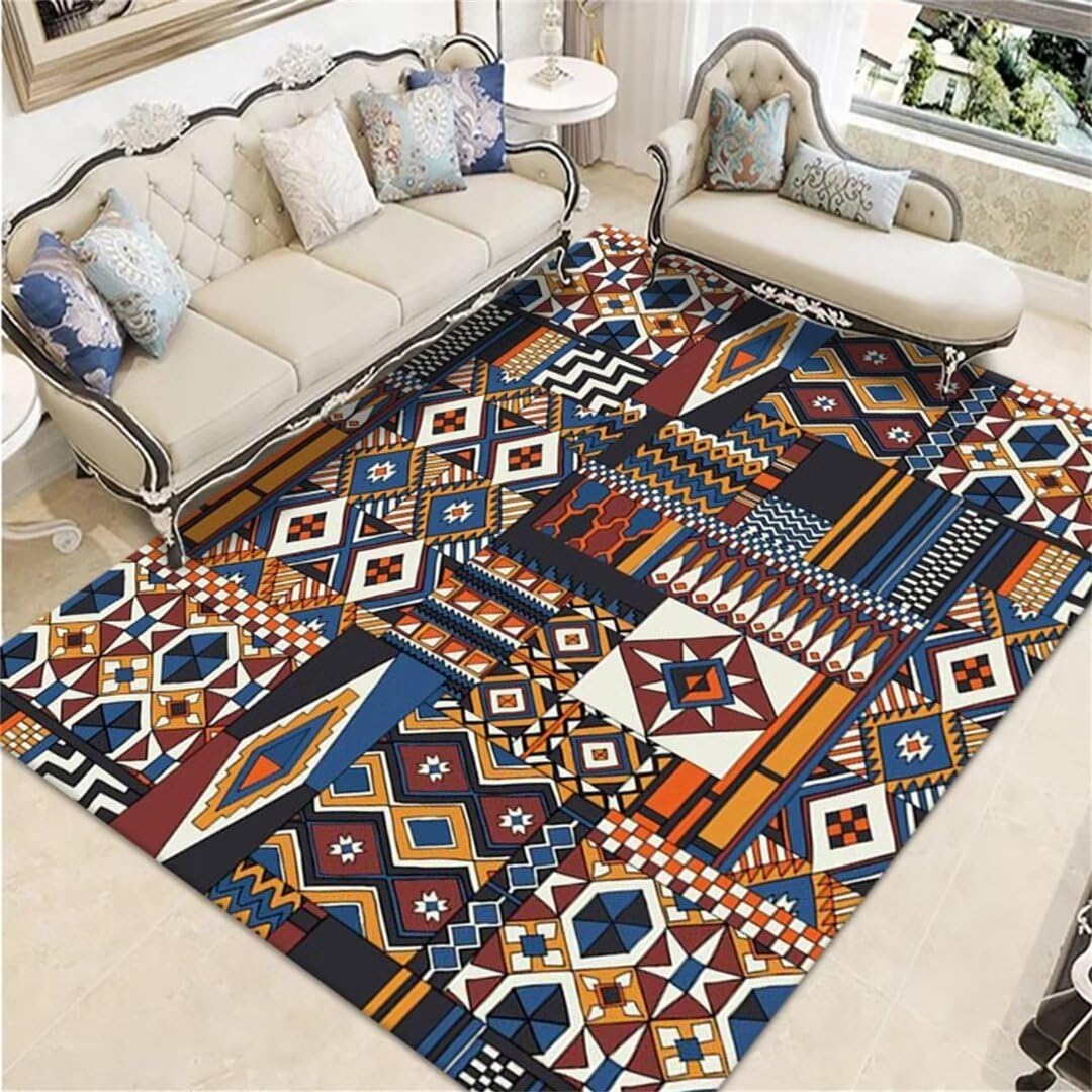 Tapis décoratif de salon rouge 90x160cm grand tapis couloir imprimé multi-style