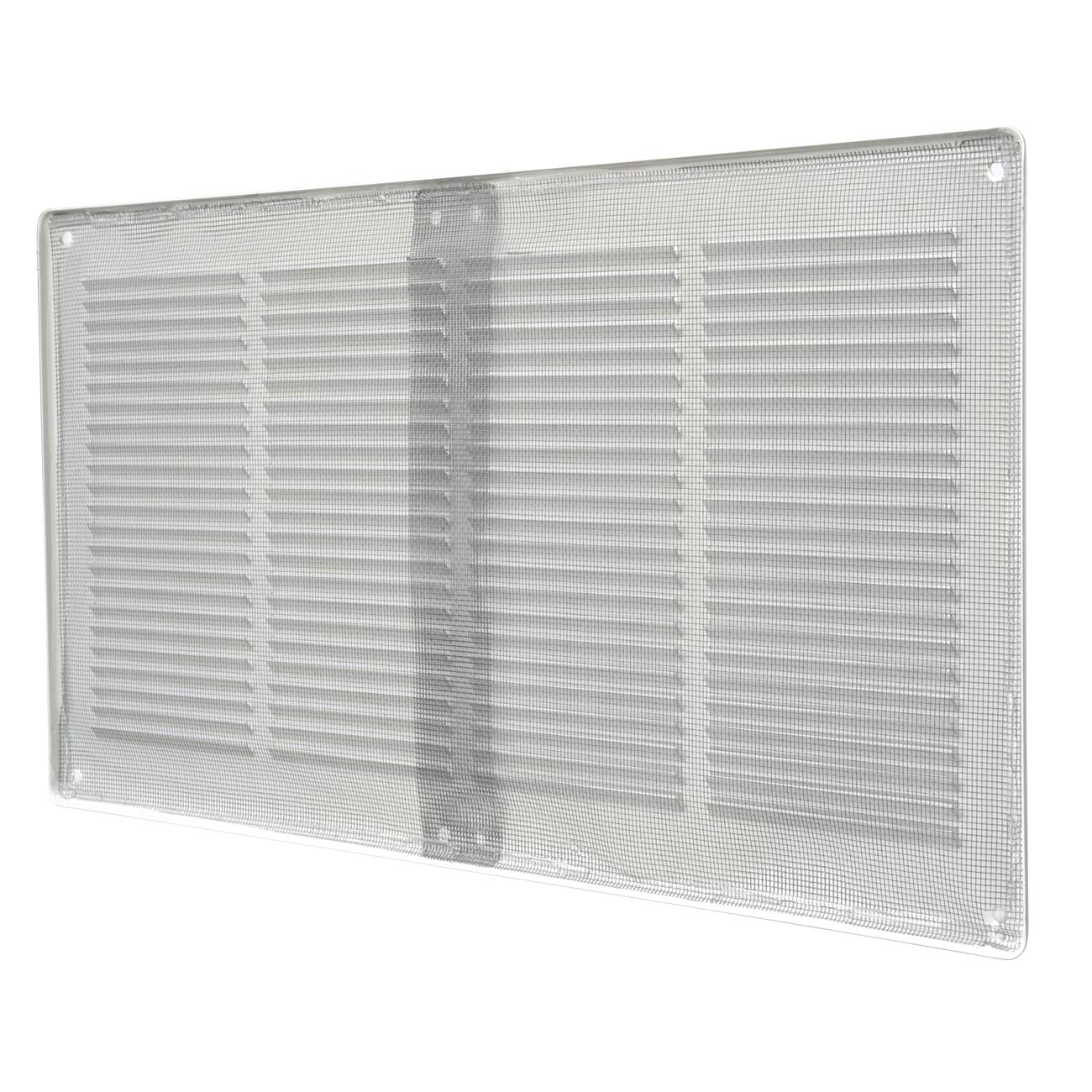 Kratka wentylacyjna GL4424RB prostokątna z lakierowanej na biało blachy z siatką przeciw owadom wymiary 440 x 240 mm