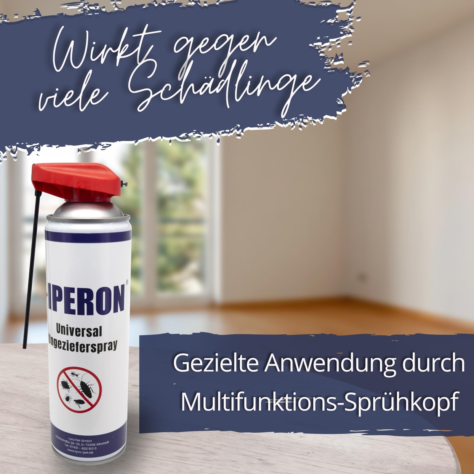 IPERON® 3 x 500 ml Universal Ungezieferspray | Sofortwirkung gegen Insekten | Mit Chrysanthemum cinerariaefolium Extrakt, Geraniol & Zitroneneukalyptusöl | Effektive Bekämpfung von Schädlingen