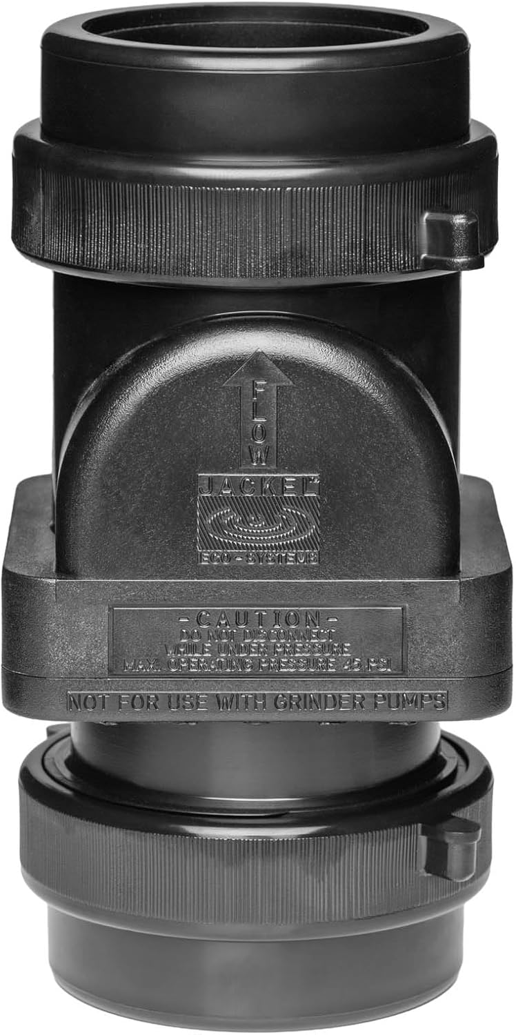 JACKEL Sewage System Check Valve, CUCV-2C, Couplings fit 2 in PVC Schedule 40/80 Pipe