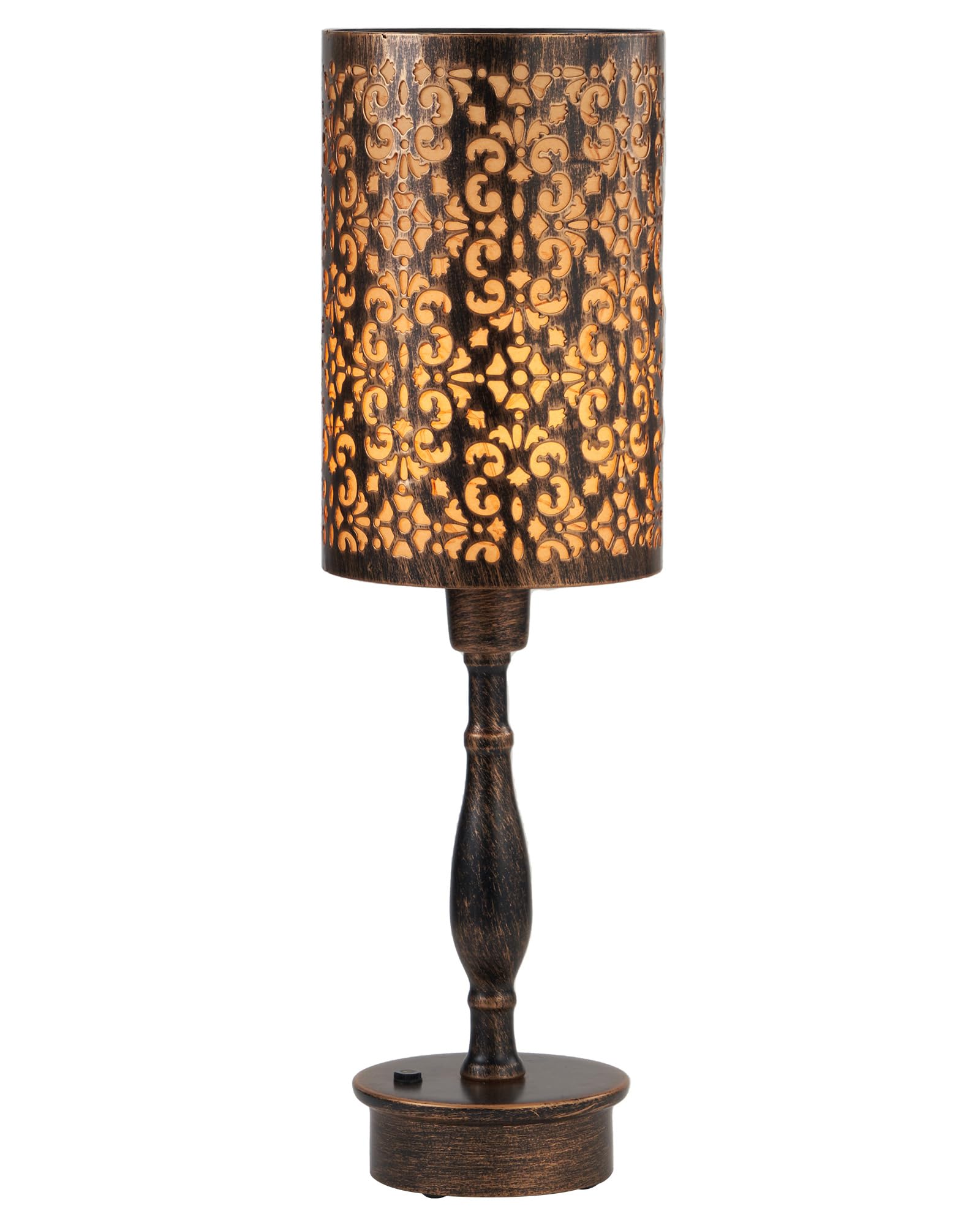 LIT AMPO LED Rechargeable Cordless Table Lamp with Dimmer, Small Battery Operated Lights, Touch Nightstand Lamp, Vintage Bronze Ambient Lighting Home Living Room Side End Entryway Table Outdoor Patio
