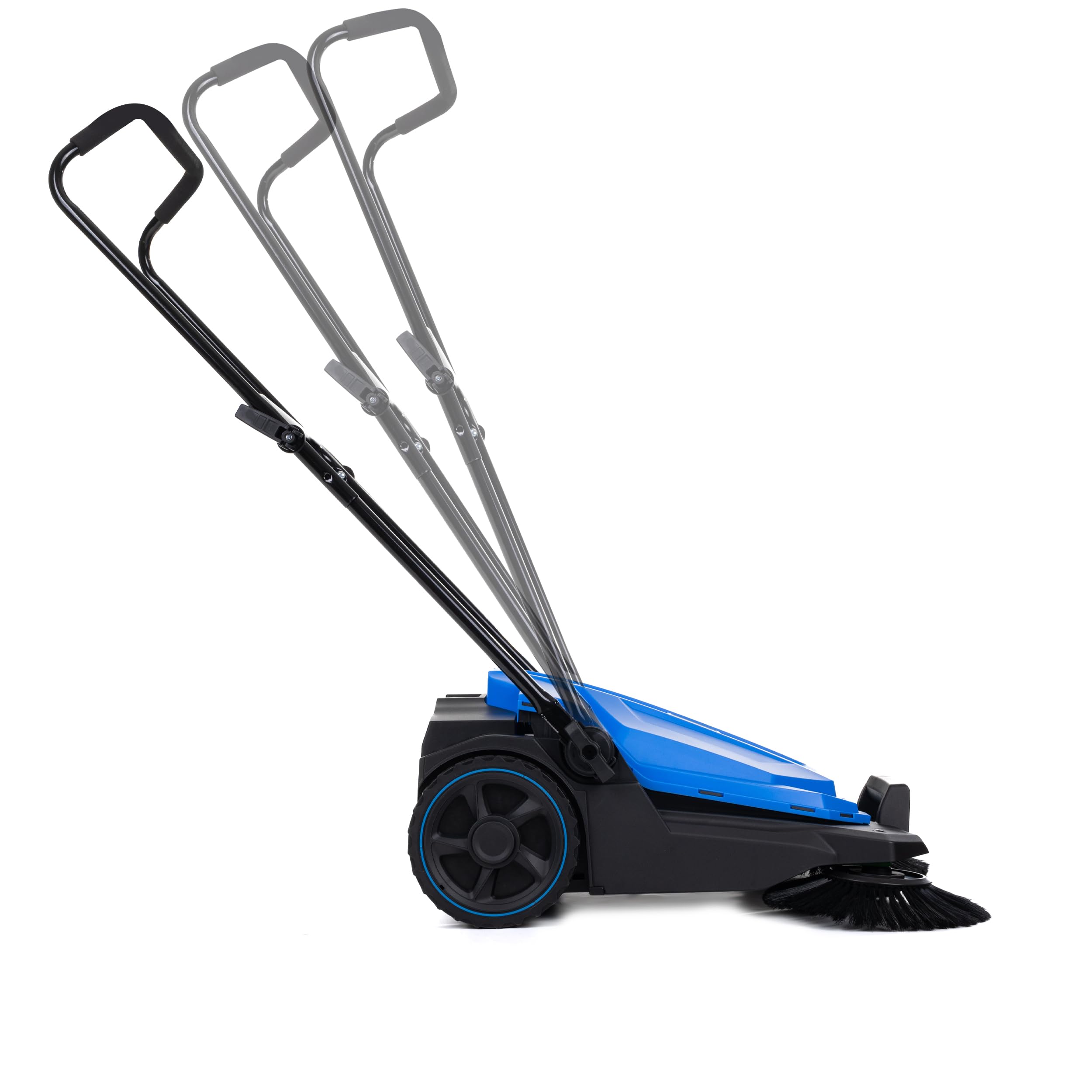 Kanwod KGAMS-6520 - Spazzatrice manuale con serbatoio da 18 litri, raccogli foglie, spazzole laterali e larghezza spazzatrice 650 mm, spazzatrice manuale per sabbia, fogliame, ghiaia e prato
