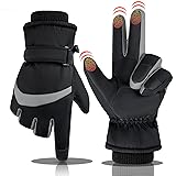IGOLUMON Guantes De Invierno Guantes de Esquí 3M Delgado Delgado Pantalla Táctil Cálida para Hombres Guantes de Aire Libre Bicicleta Ciclismo Senderismo para Mujer Negro