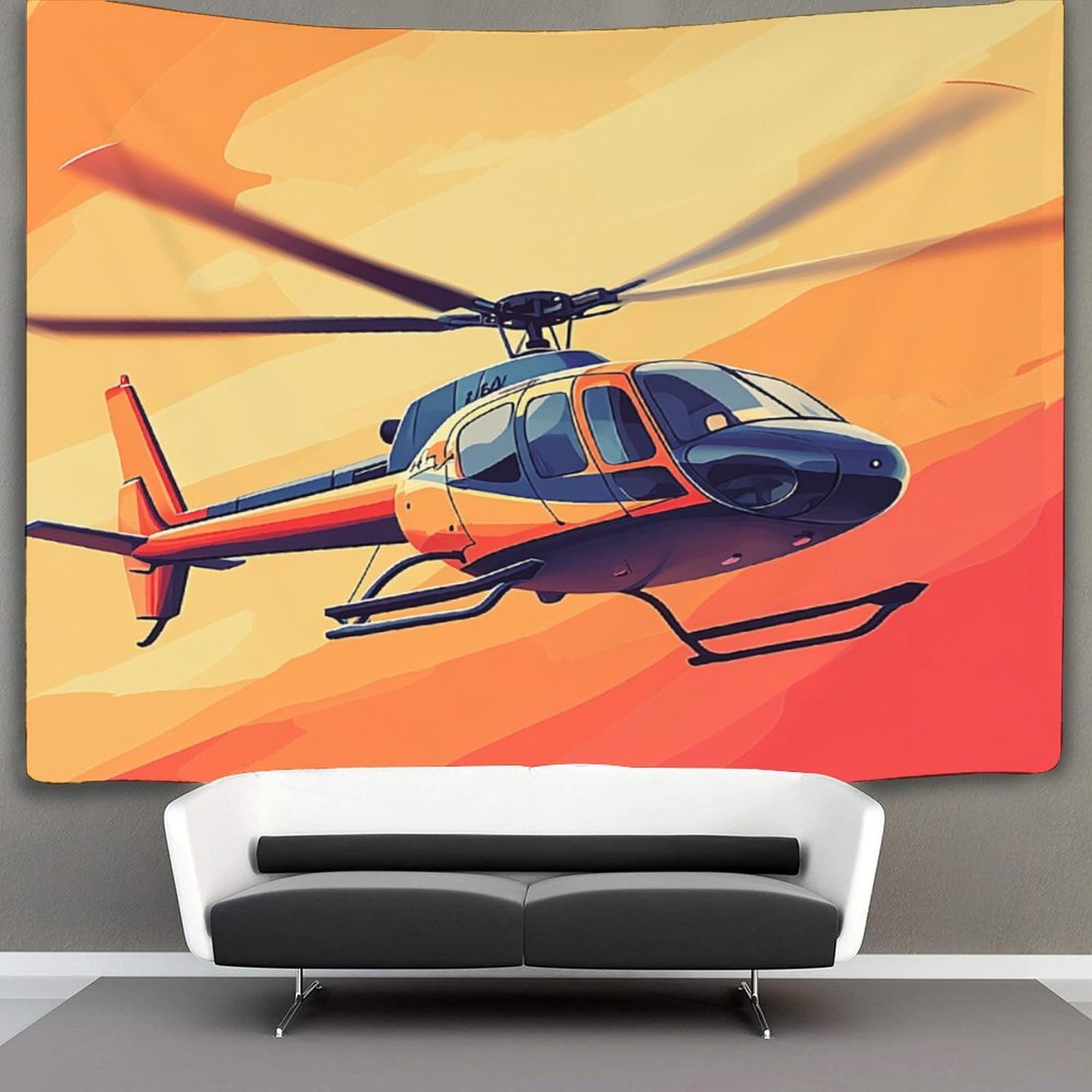 Kaiyun Style-12 Helicopter Tapestry Wall Hanging Color Style Wall Art For Living Room Bedroom Dorm 70Cmx100cm