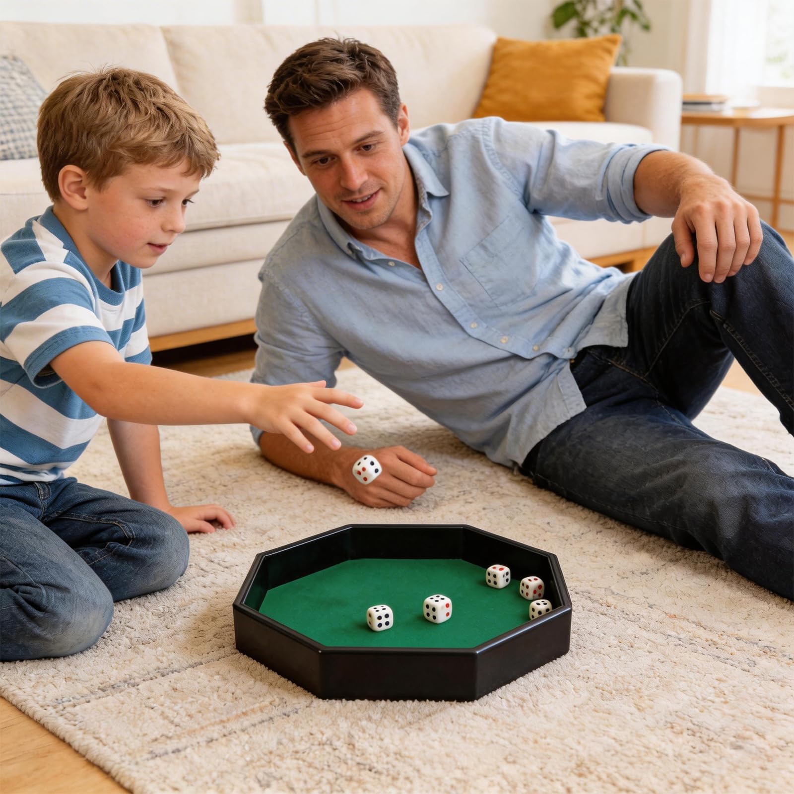 Plateau à dés, tapis à dés avec support en feutre, Dice Rolling Tray, plateau à dés octogonal doublé de feutre en cuir PU, plateau à dés pour jeux Dungeon Crawler (vert)