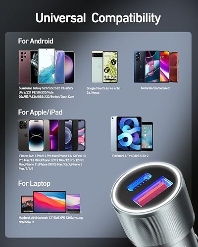 Miniatura 6 de Cargador de coche, cargador de coche USB C para iPhone 15 Pro Max, adaptador de encendedor de cigarrillos de carga rápida, cargador de coche súper