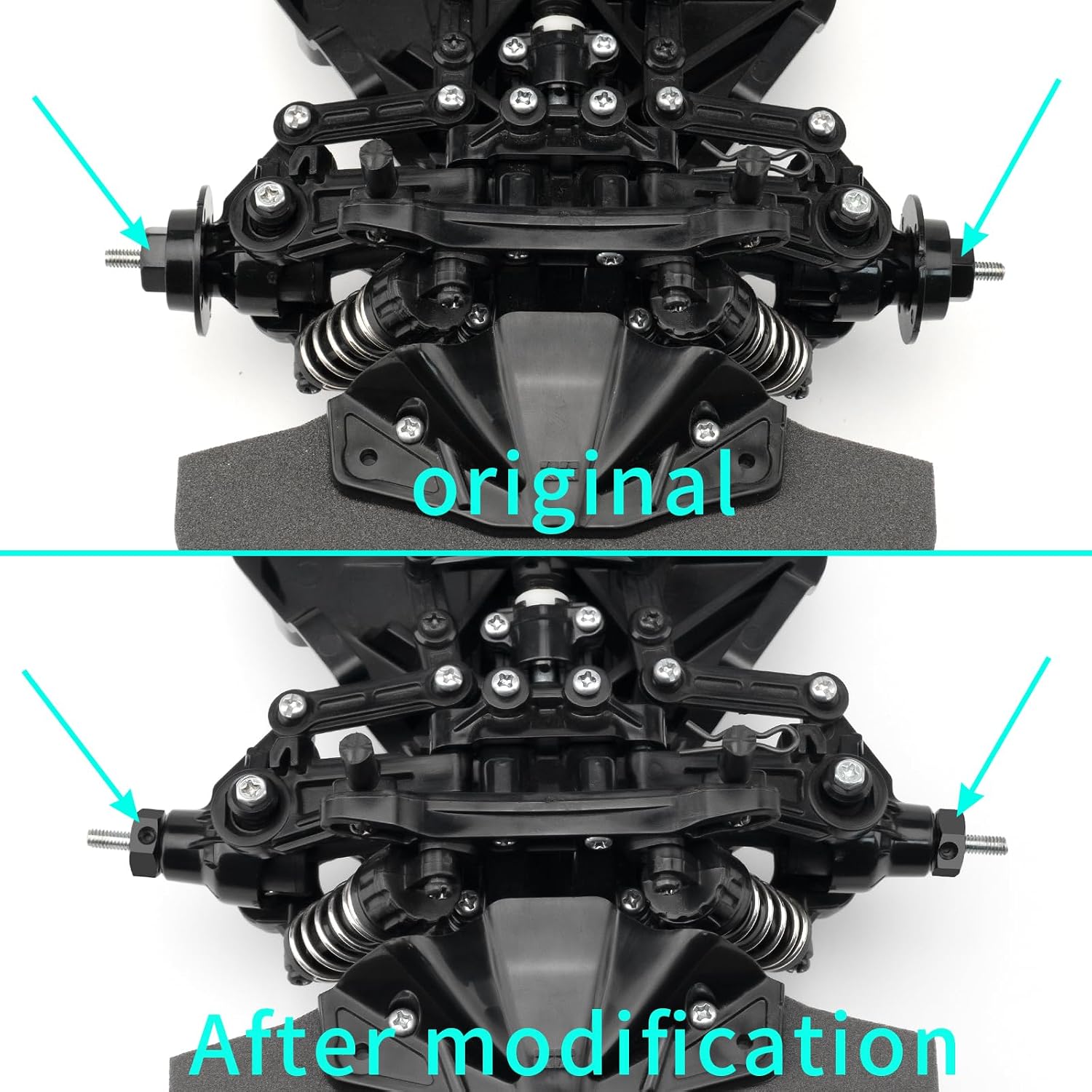 1Set/4PCS Aluminum Wheel Hex RC Hub Drive Adapters for Tamiya TT02 TT02s 1/10th RC Drift Car Upgrades Parts (Black)