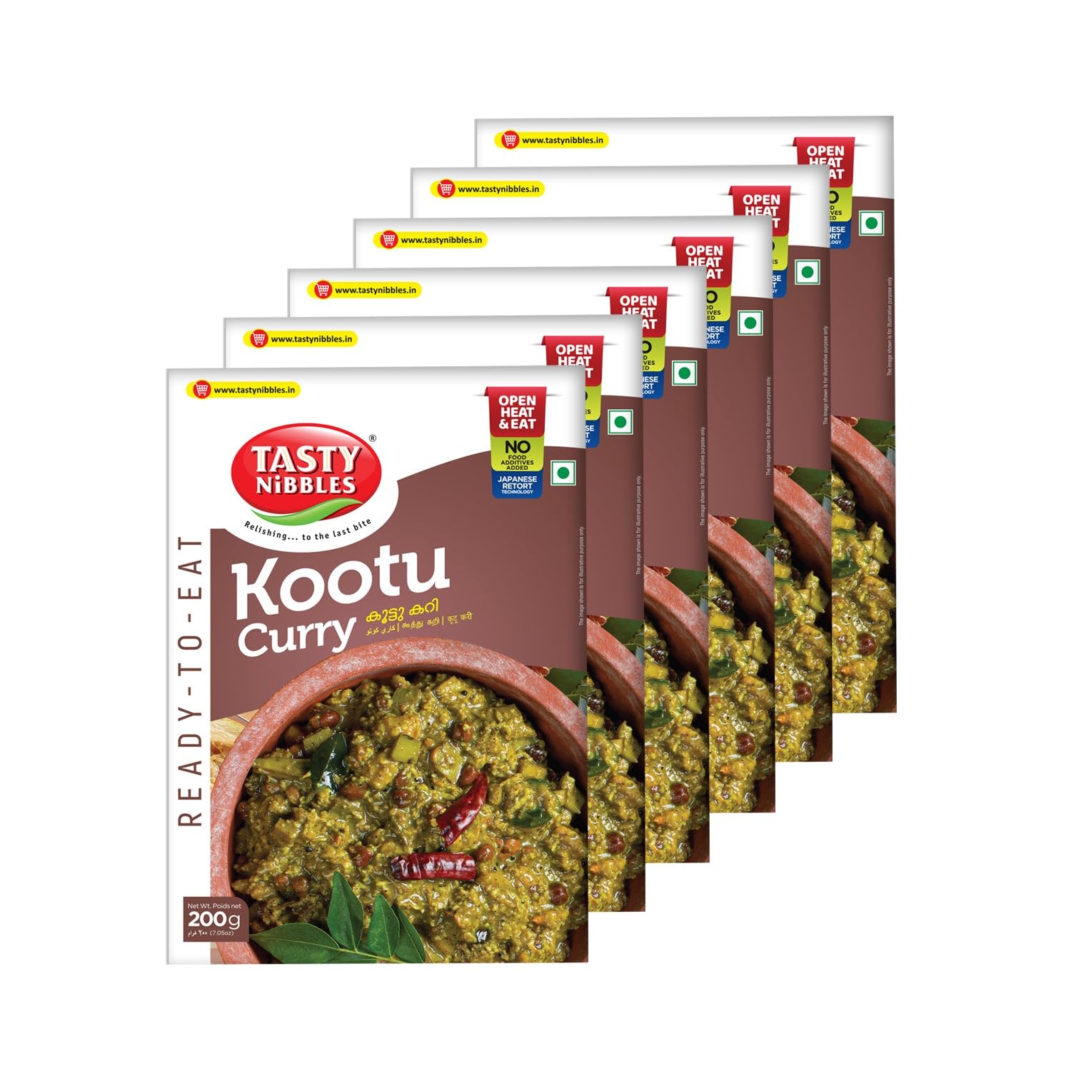 Tasty Nibbles Ready to Eat Kootu Curry 200g | Open Heat & Eat | No Food Additives Added | Japanese Retort Technology | Kerala Style Kootu Kari [Pack of 6]