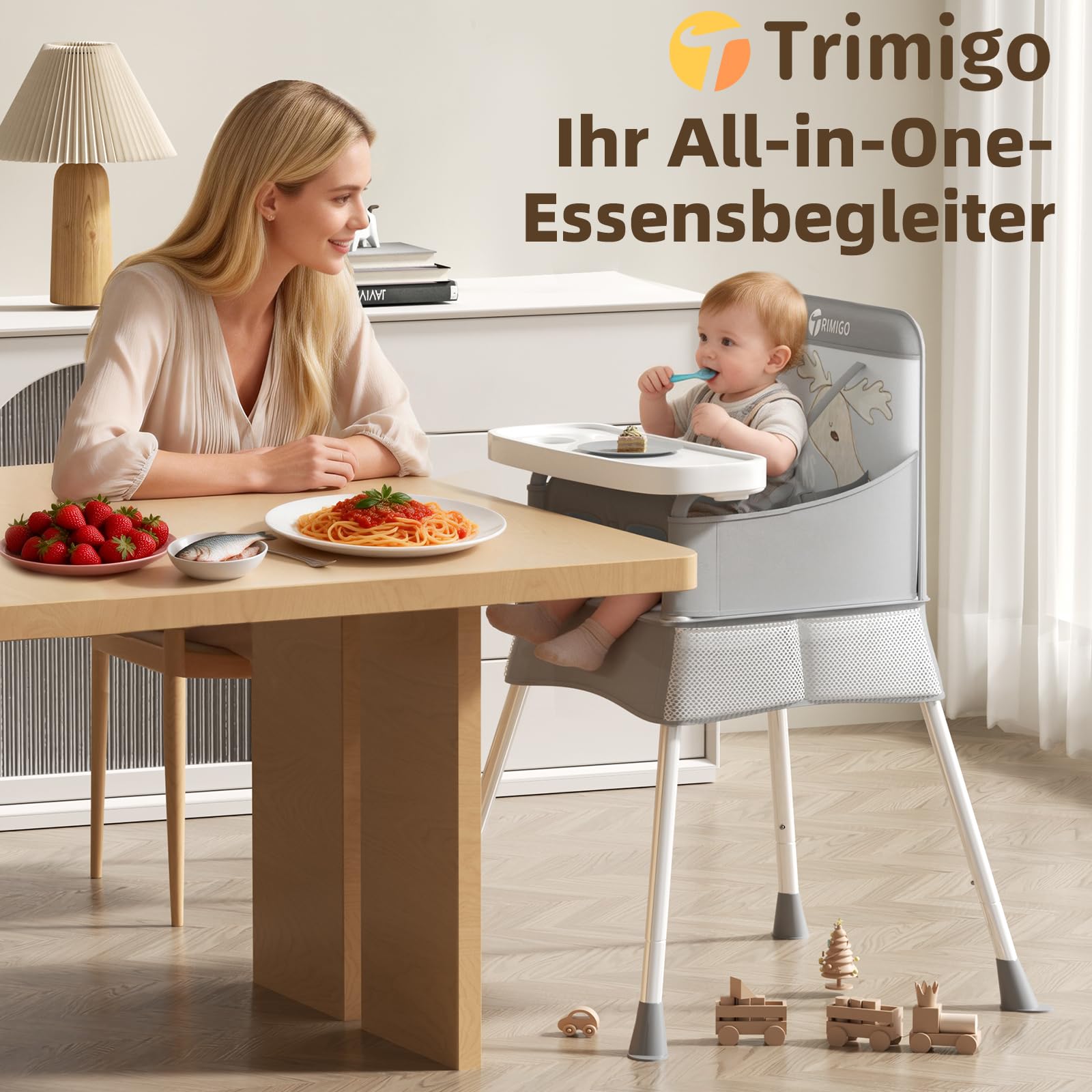 Baby Hochstuhl Leicht & Klapphochstuhl – Tragbarer Kinderstuhl/Reisehochstuhl mit Sicherheitsgurt und Aufbewahrungstasche, Einfach zu Reinigen, für Reise & Zuhause