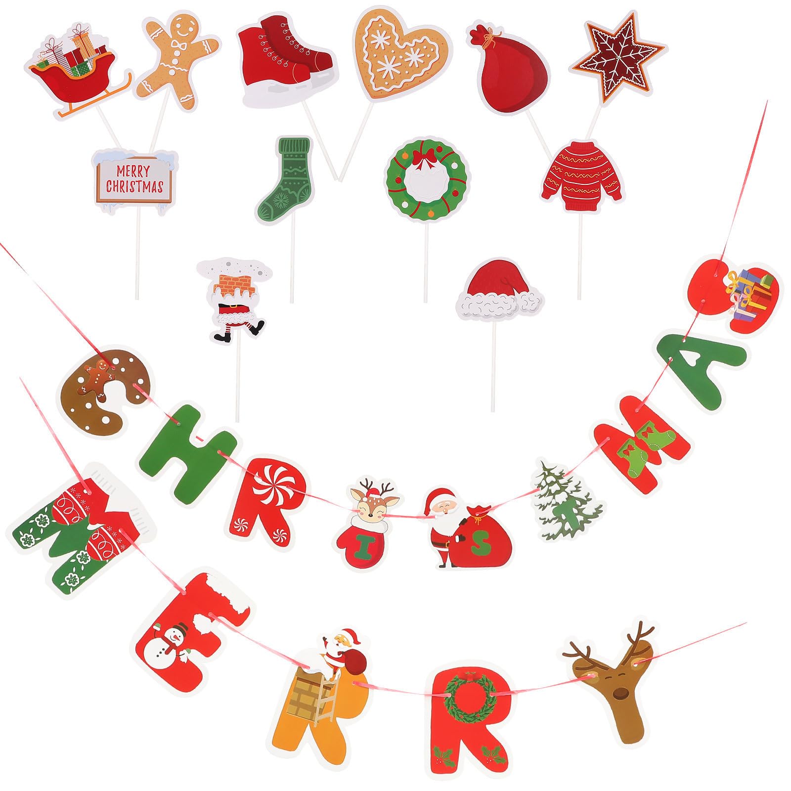 Toyvian 5 Juegos Banner Navideño de Papel para Fiestas Merry Christmas