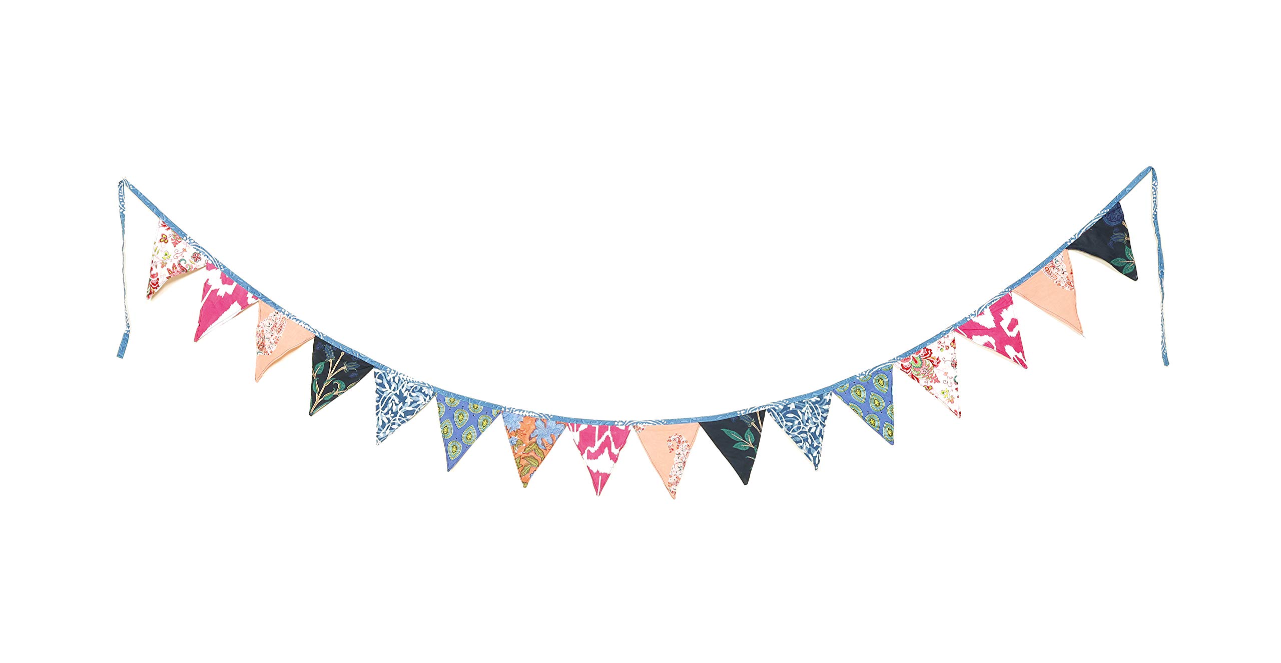 Handicraft-Palace Floral Print Flag Birthday Party Bunting Cotton Fabric Banner Baby Shower Decoration for Door/Room/Hall Decor (1) 1