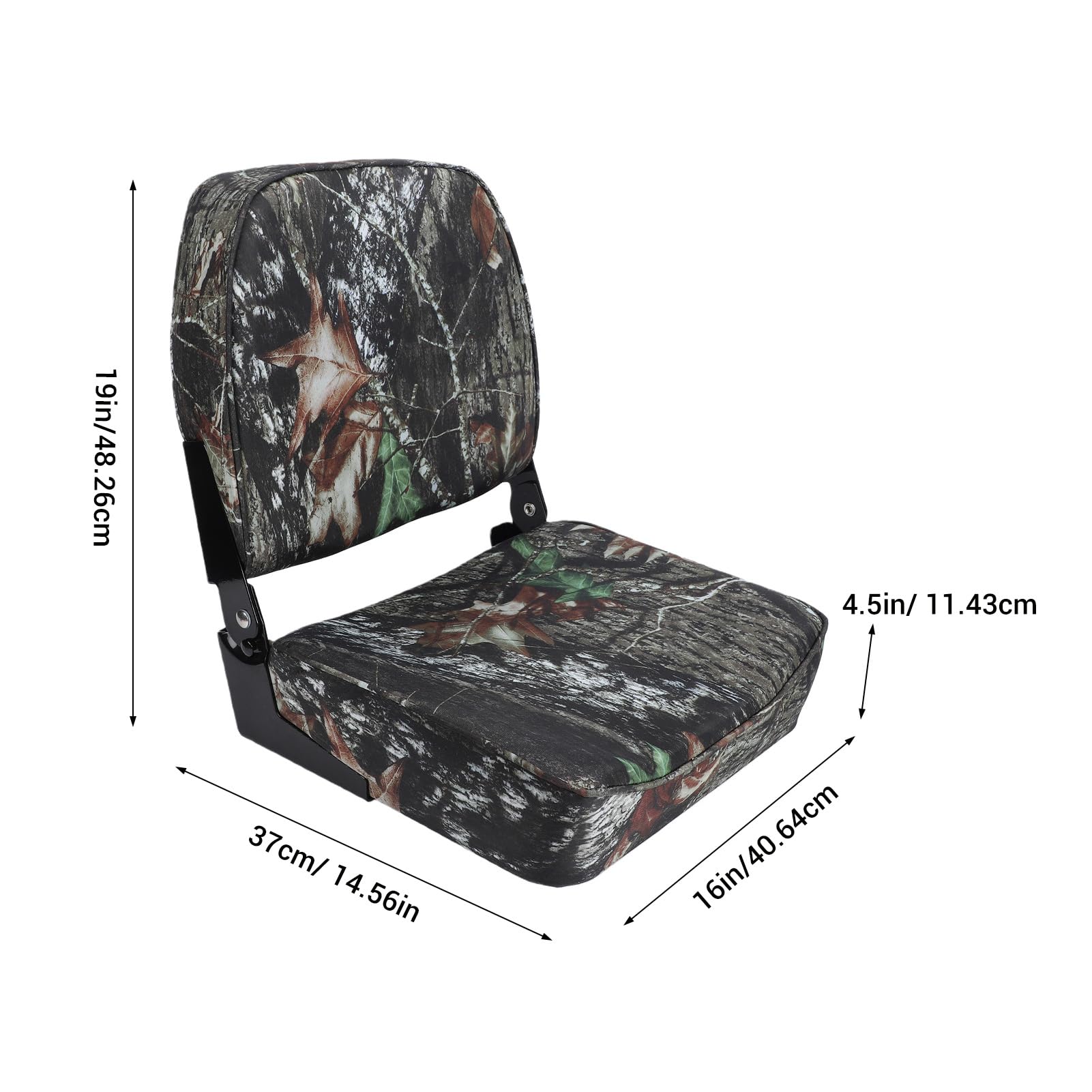 Asiento Plegable para Barco, Aleación de Aluminio, Respaldo bajo, Acolchado Grueso, Soporte Cómodo, Ahorro de Espacio, Bisagras Plegables para Pontón, Barco, Kayak