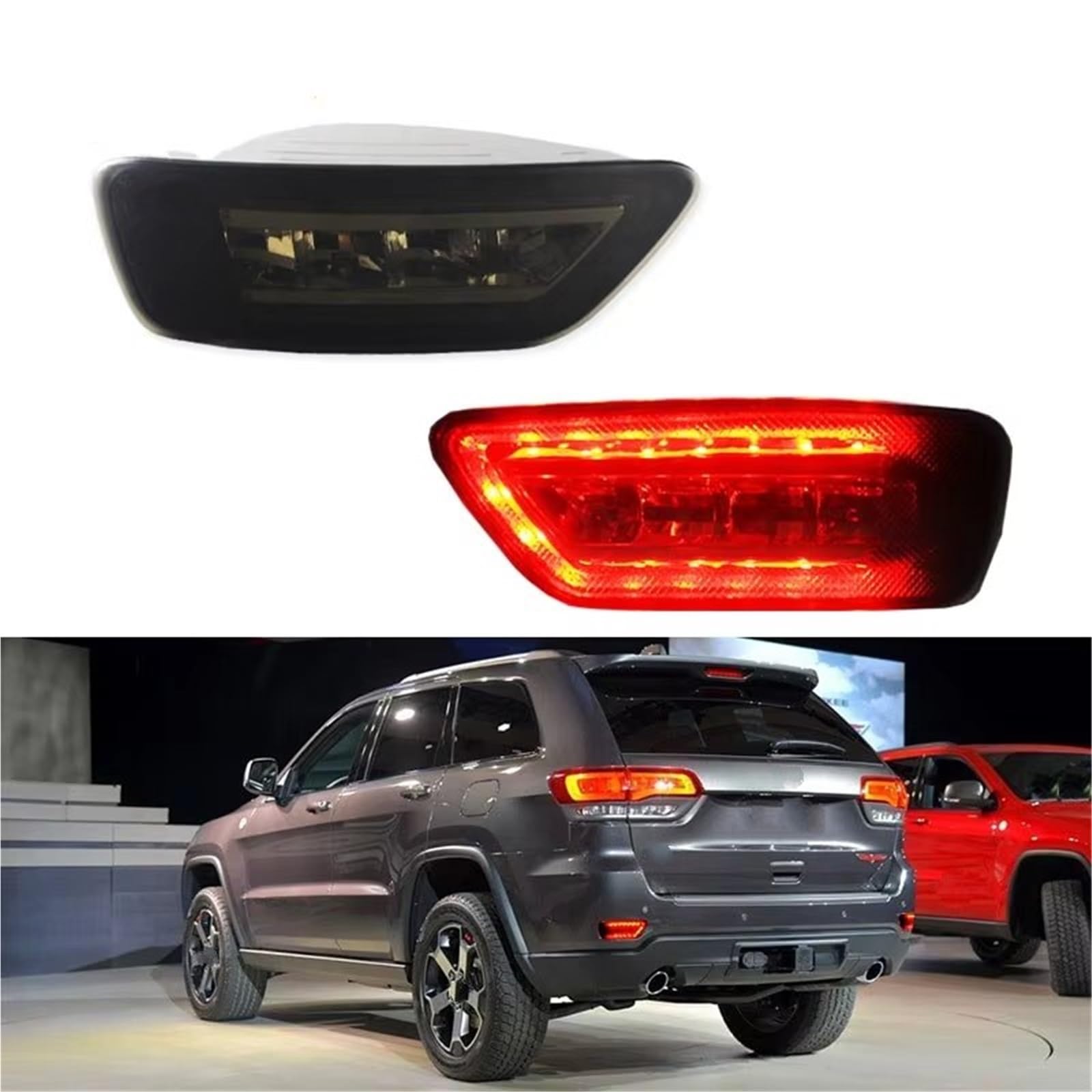 Genérico intermitente automóvil Para Jeep Para Grand Para Cherokee Para WK2 Para Compass 2011-2020 Luz Antiniebla Trasera Roja Para Bombillas LED Faros Cableados(Red Lens)
