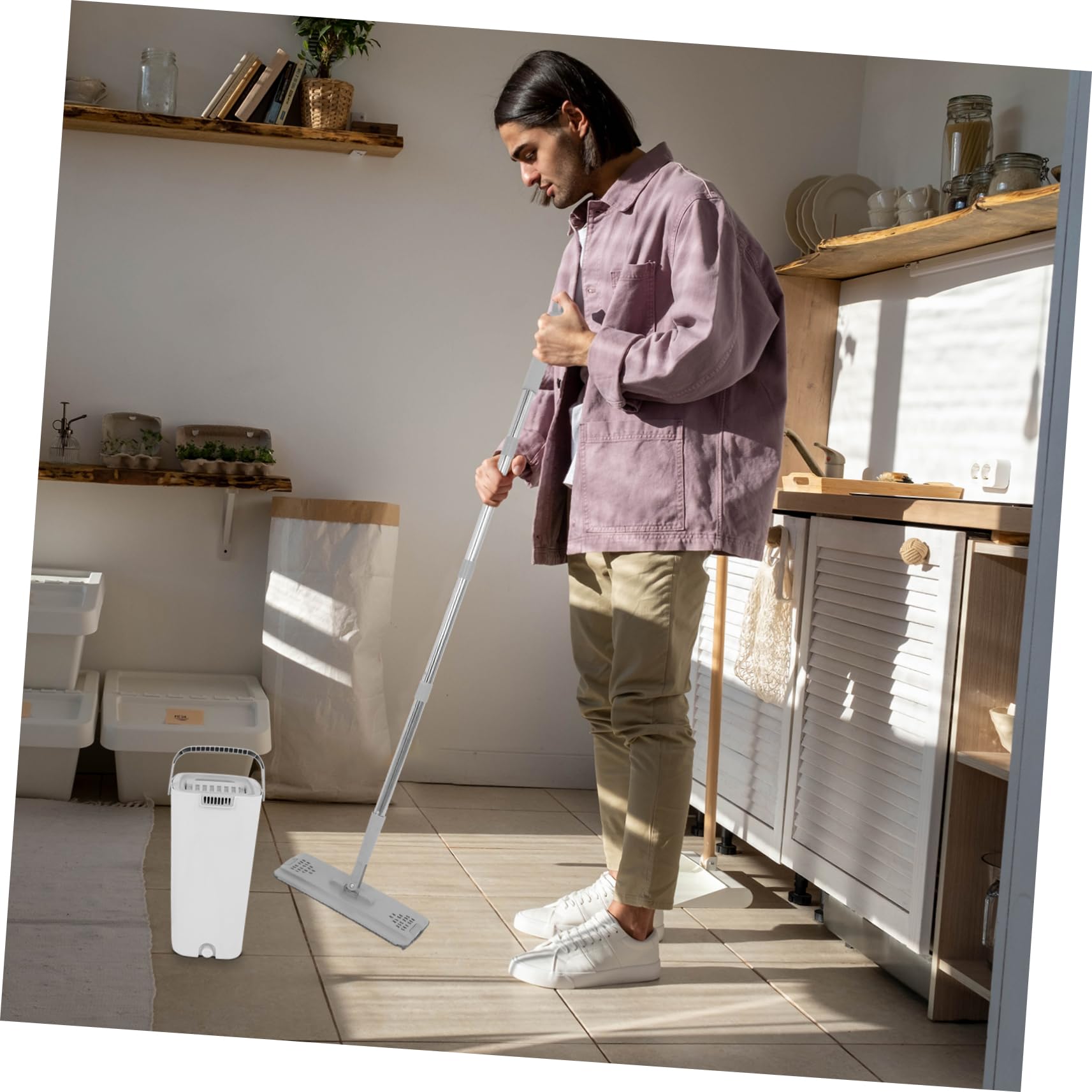 Fregona Super Absorbente con Cubo de Fregar y Pedal Escurridor, Trapeador de Limpieza Dual para Suelos y Ventanas en Hogares y Oficinas