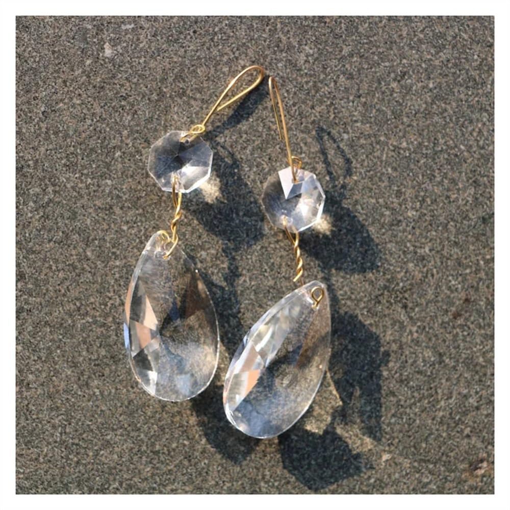 Sonnenfänger für den Garten 10 Stück Klare Kronleuchter Kristallprismen Lampenteile Hängende Heimdekoration Handgefertigte Anhängerketten(Gold,76mm)
