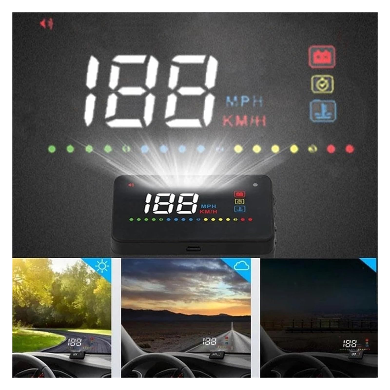 Proyector HUD De 3,5 Pulgadas, Pantalla Frontal Hacia Arriba, Advertencia De Velocidad, Combustible, Velocímetro OBD II, Sistema De Visualización KM/H, Estilo De Coche Instrumento Multifunción