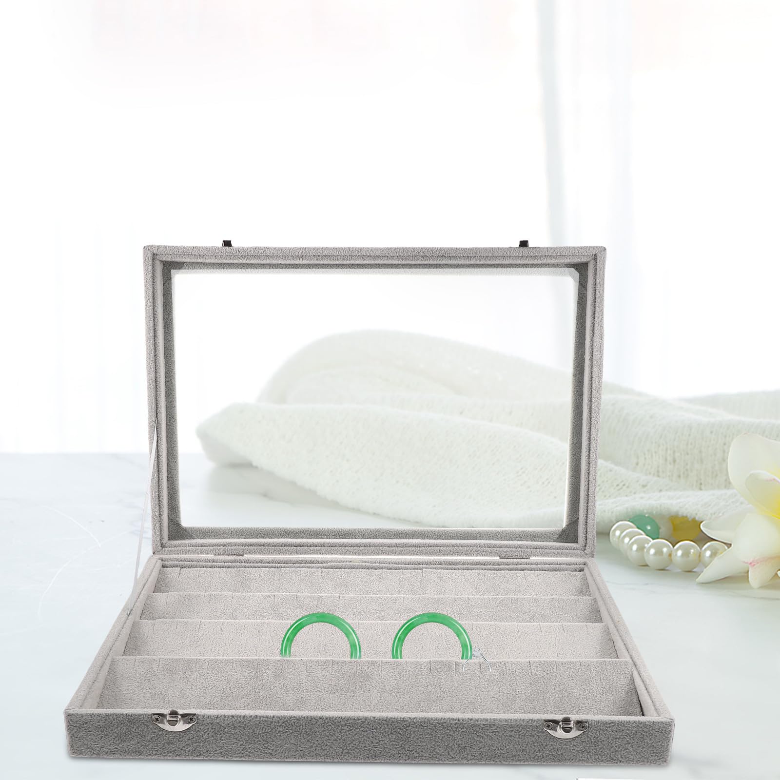 Luxshiny Ohrring Schmuckkästchen mit Durchsichtigem Deckel, Stapelbar