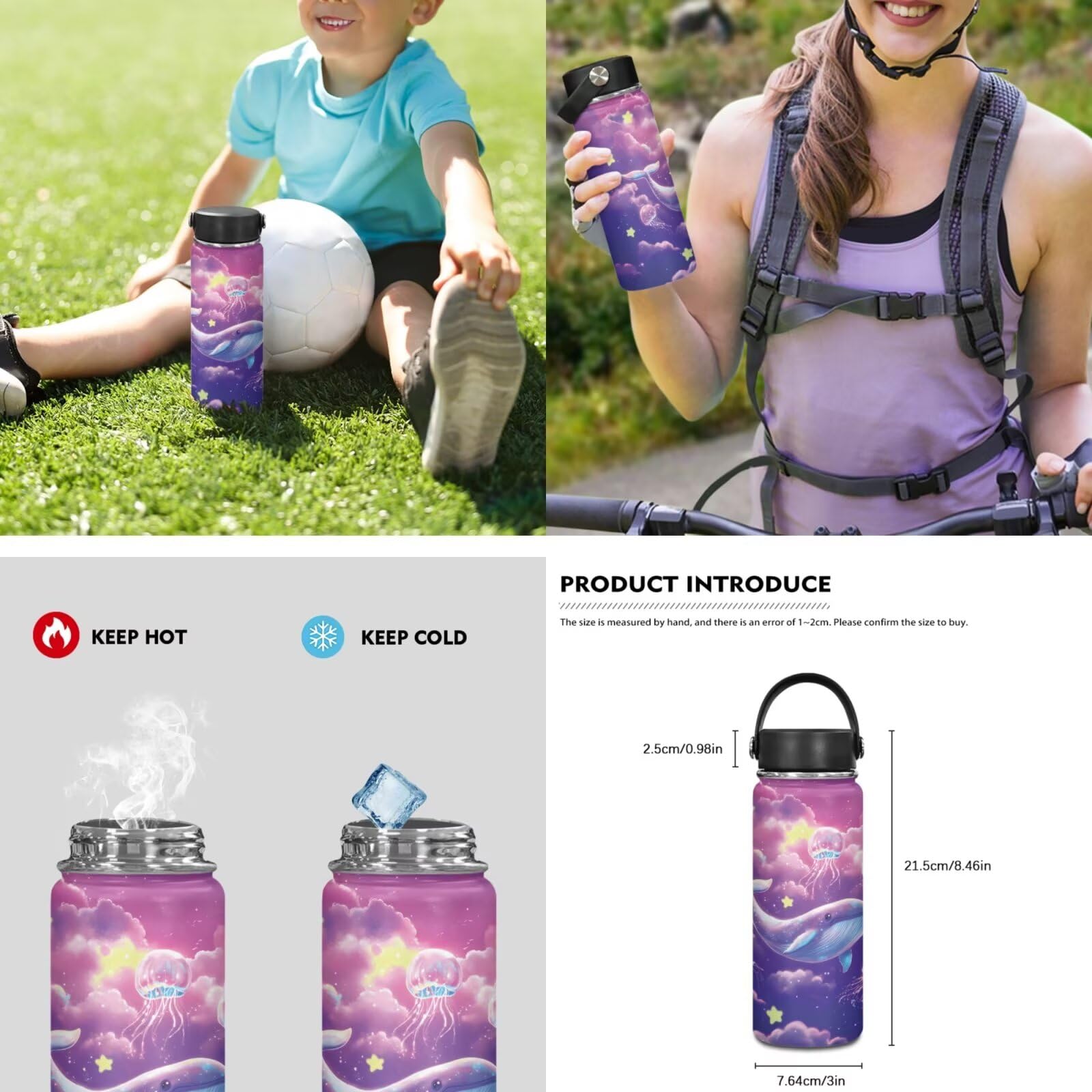 Zaino con portapranzo isolato bottiglia d'acqua per bambini e porta bottiglia d'acqua