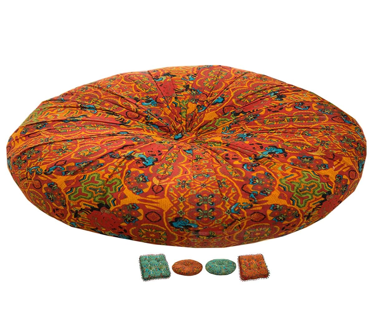 Iliemao Orange Round Chair Cushion Cushions To Raise Seat Sofa Office Chair，Car Seat Cushion Cushion Thick Seat Pads Adults Chair，Armchair，Garden Chair For Chair Pads Floor Cushion(,55X55 X8cm 22X22 X3.1in)