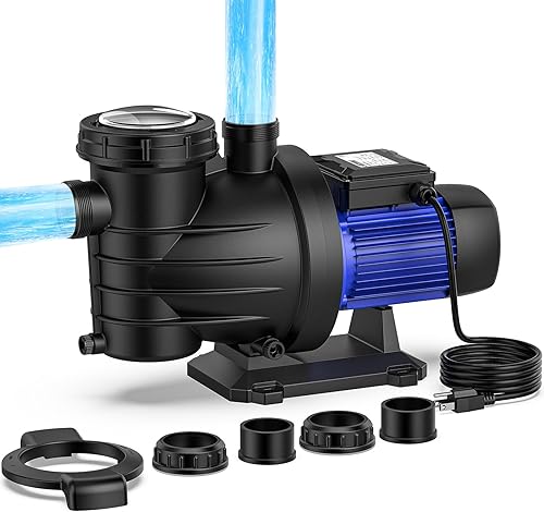 CrestWave Bomba de piscina de 1.5 HP, potente bomba de piscina autorecortable de 5547 GPH con interruptor de encendidoapagado para piscina