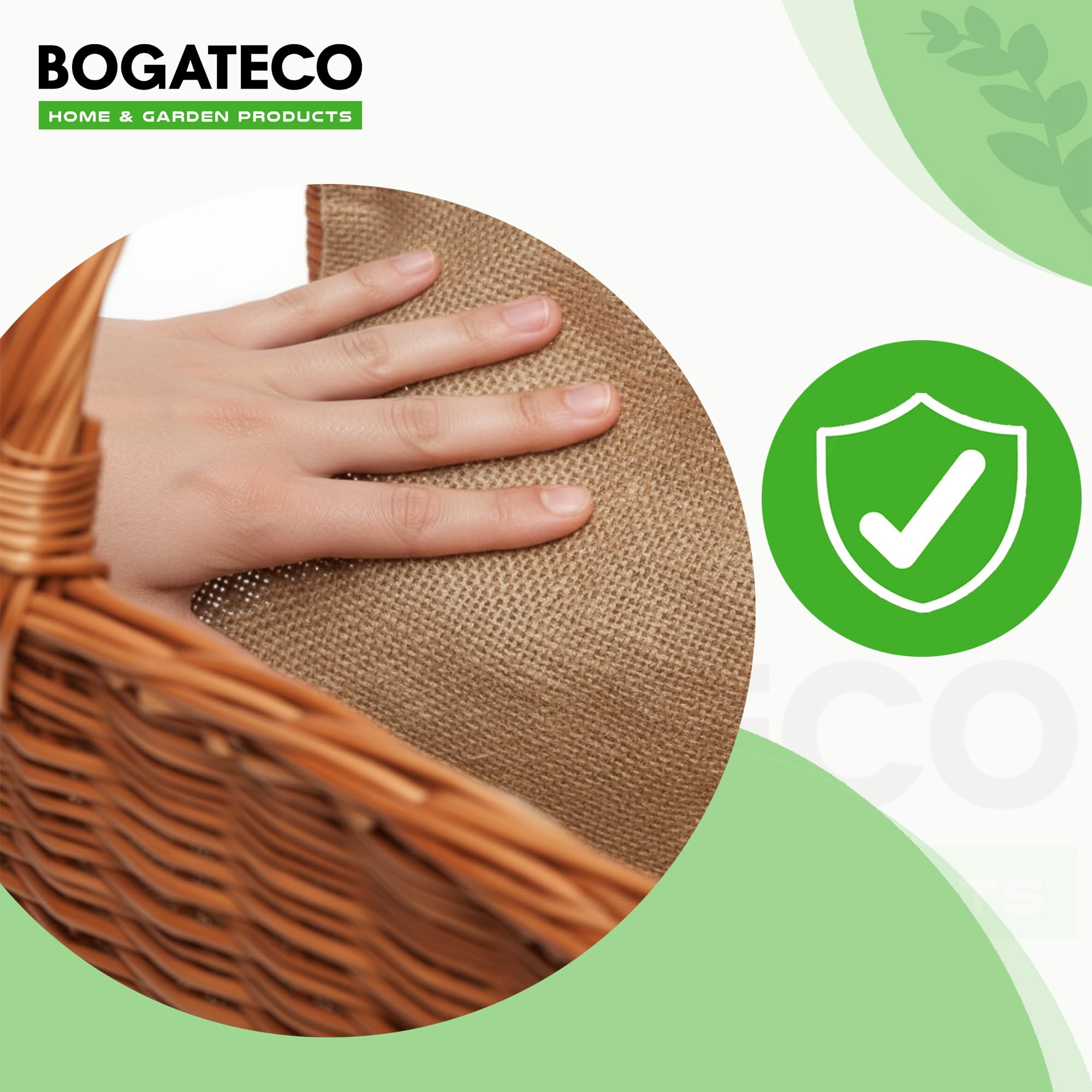 BOGATECO Panier en osier avec poignée carrée | Grand panier à bois 51X35X33 | Tissé à la main | Panier en bois doublé de jute | Panier à bois de chauffage