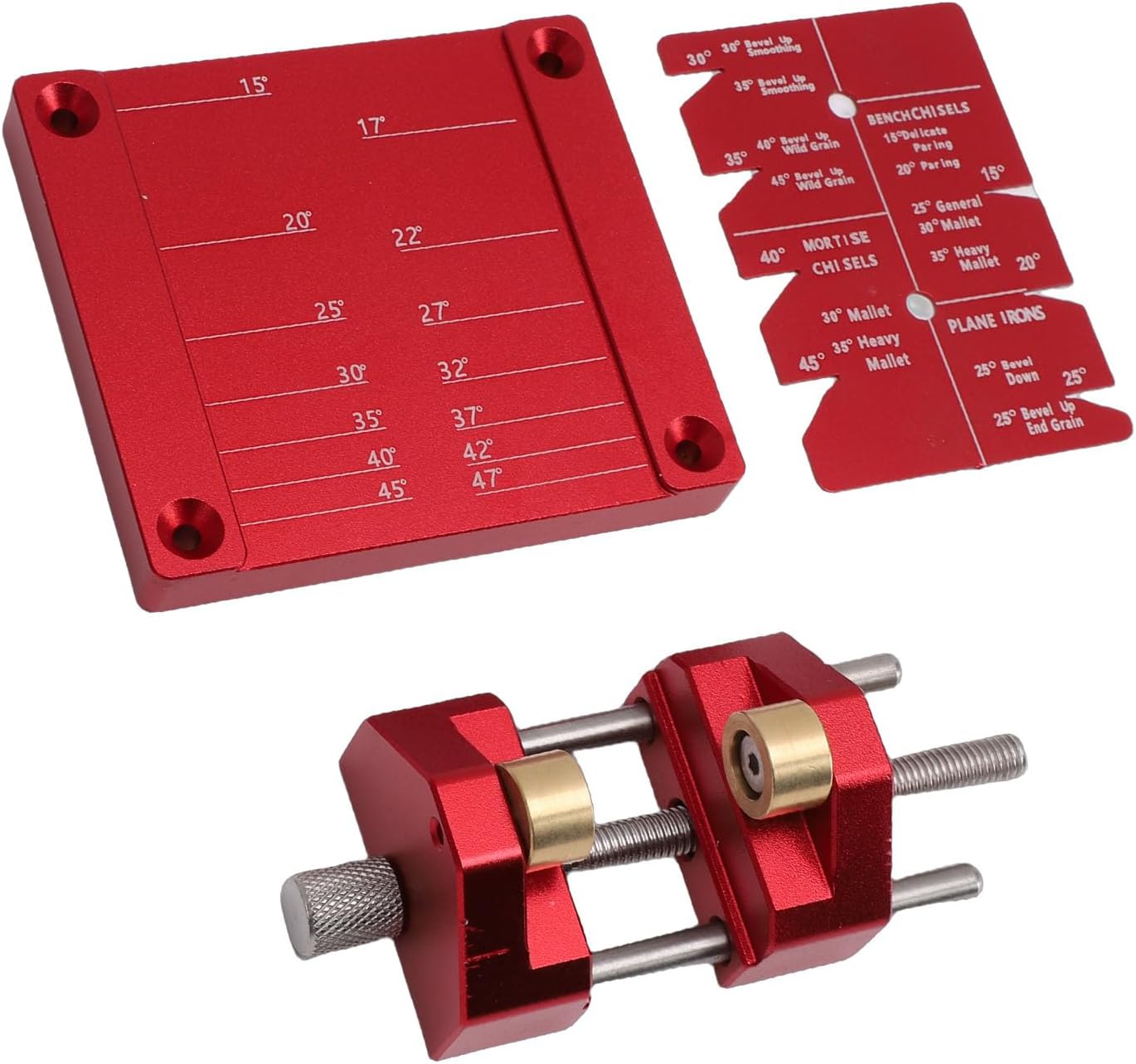 FTVOGUE Chisel Sharpening Angle Guide, Adjustable Honing Guide for Woodworking Tools with Secure Clamping for Blades 5 32in to 3in Wide, Aluminum Alloy