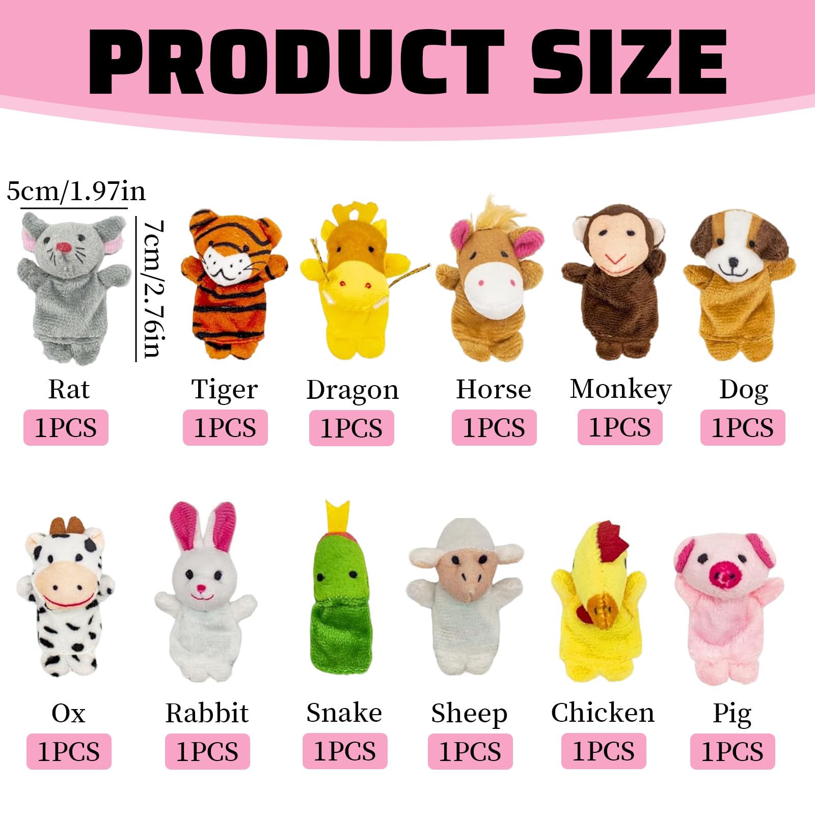 SHUOHONG 12 Pièces Marionnettes à Doigts en Peluche, Mini Marionnettes à Main Colorées, Ensemble de Jouets en Peluche pour Garçons et Filles Cadeaux pour Noël, Pâques et Fête d'enfants - 2
