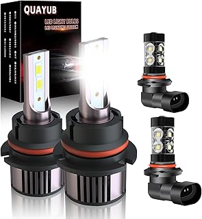 Fit For Ford F250 F350 F450 (1999-2004) LED Headlight Bulbs, 9007/HB5 High Low Beam + 9145 LED Fog Light Bulbs, 6000K White 18000LM Brighter Installation Halogen Replacement, Pack of 4