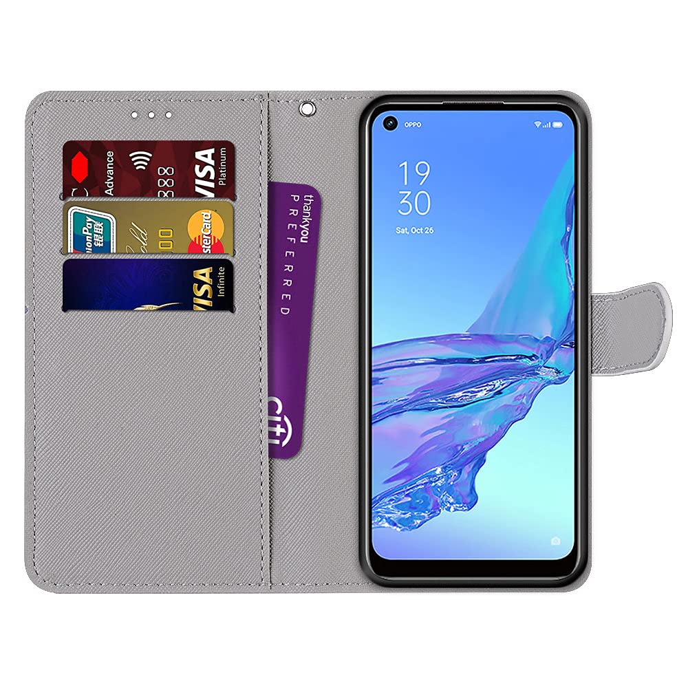 Everainy Handyhülle Für Oppo A53 4G/A53S/A33 2020/A32 – Klappcase Mit Kartenfach, Motiv Katze