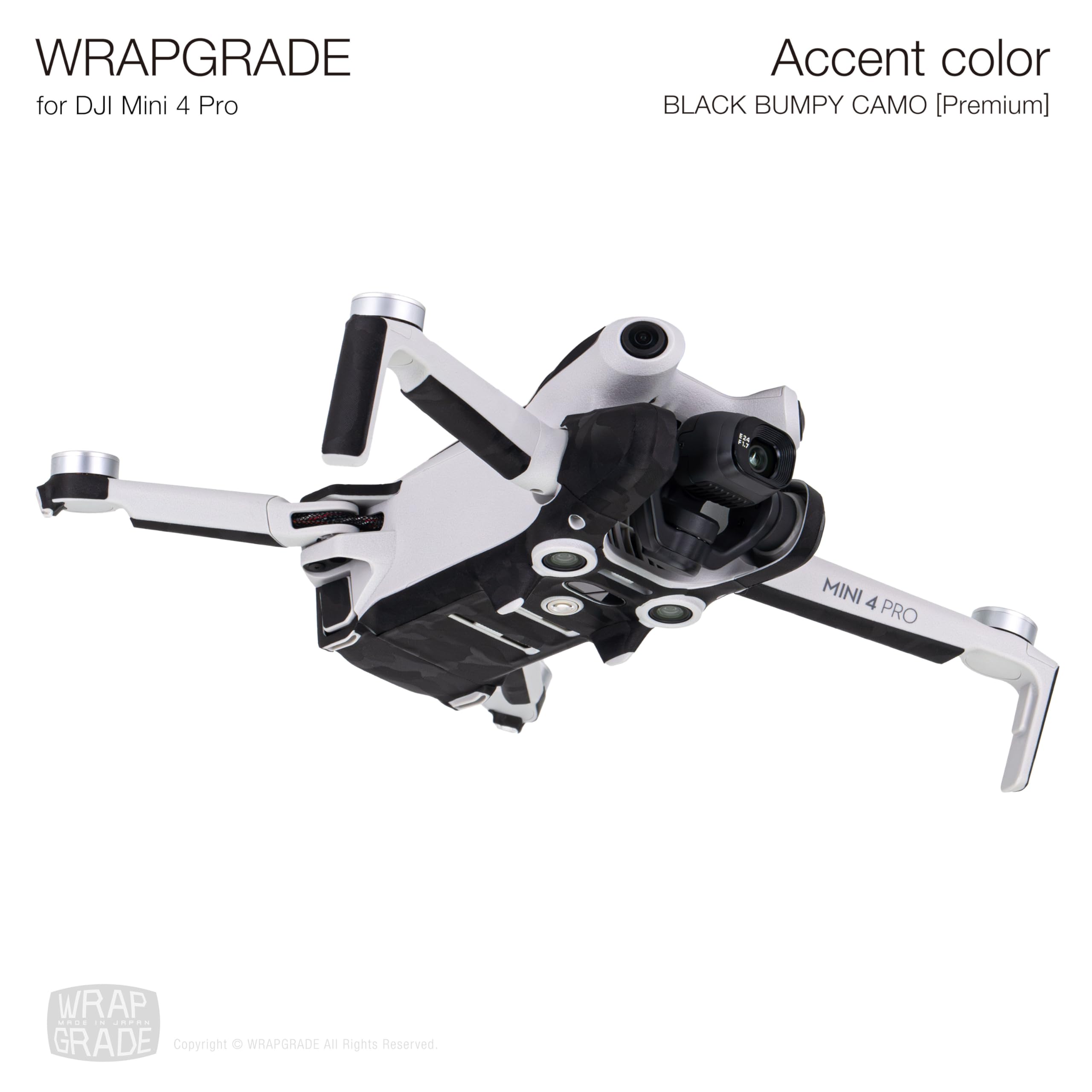 WRAPGRADE Skin Stickers Compatible with DJI Mini 4 Pro, Black Bumpy Camo - Image 4