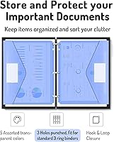 Vista 4 de Forvencer Carpeta de Bolsillo, 4X Capacidad Regular, 5 Paquetes de Carpetas de Plástico Super Pesadas con Cierre Hermético, Carpetas con Bolsillos