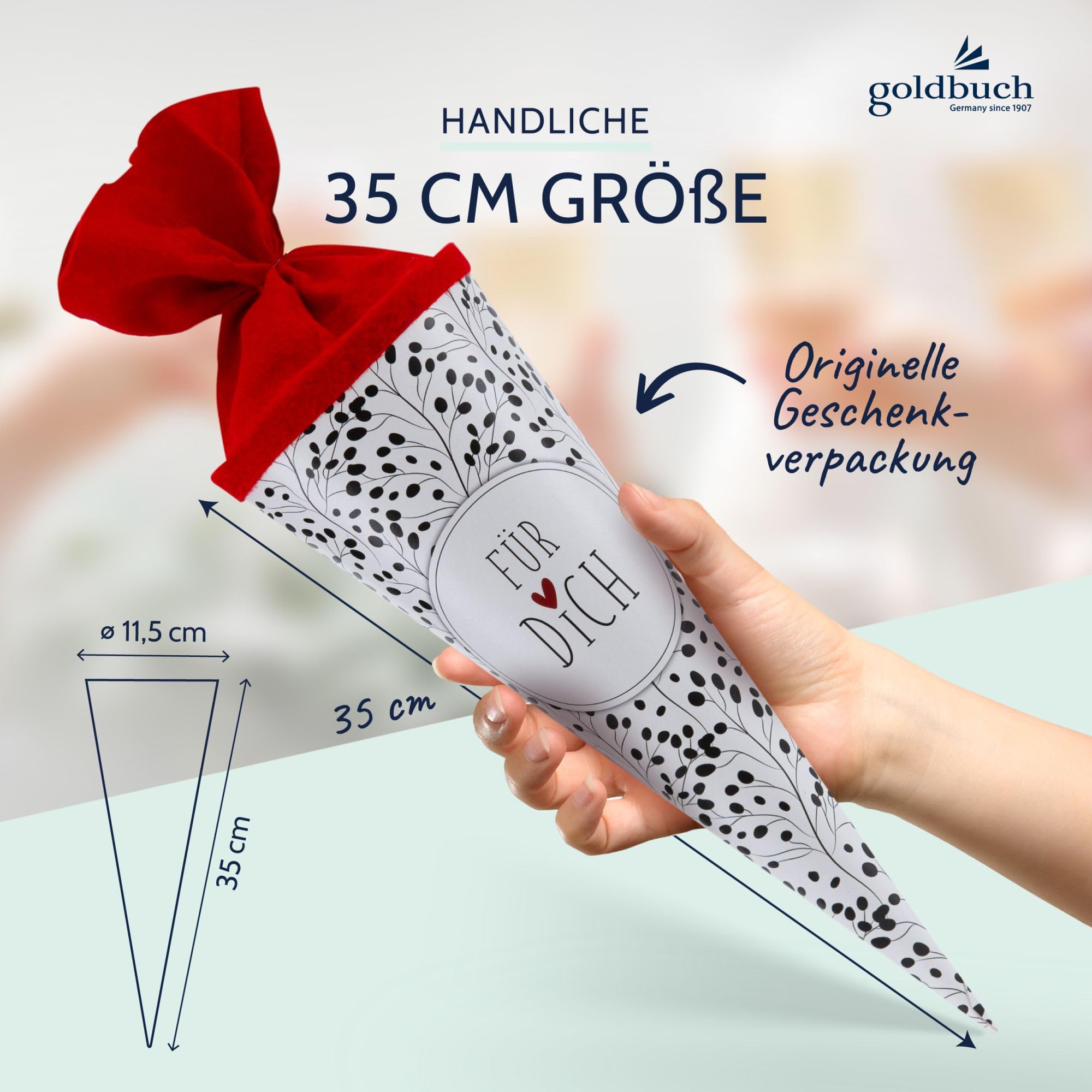 Cono Scuola Goldbuch - Nero, 35x11,5cm, Con Chiusura In Feltro, Per Regali Inizio Scuola - Foto 12