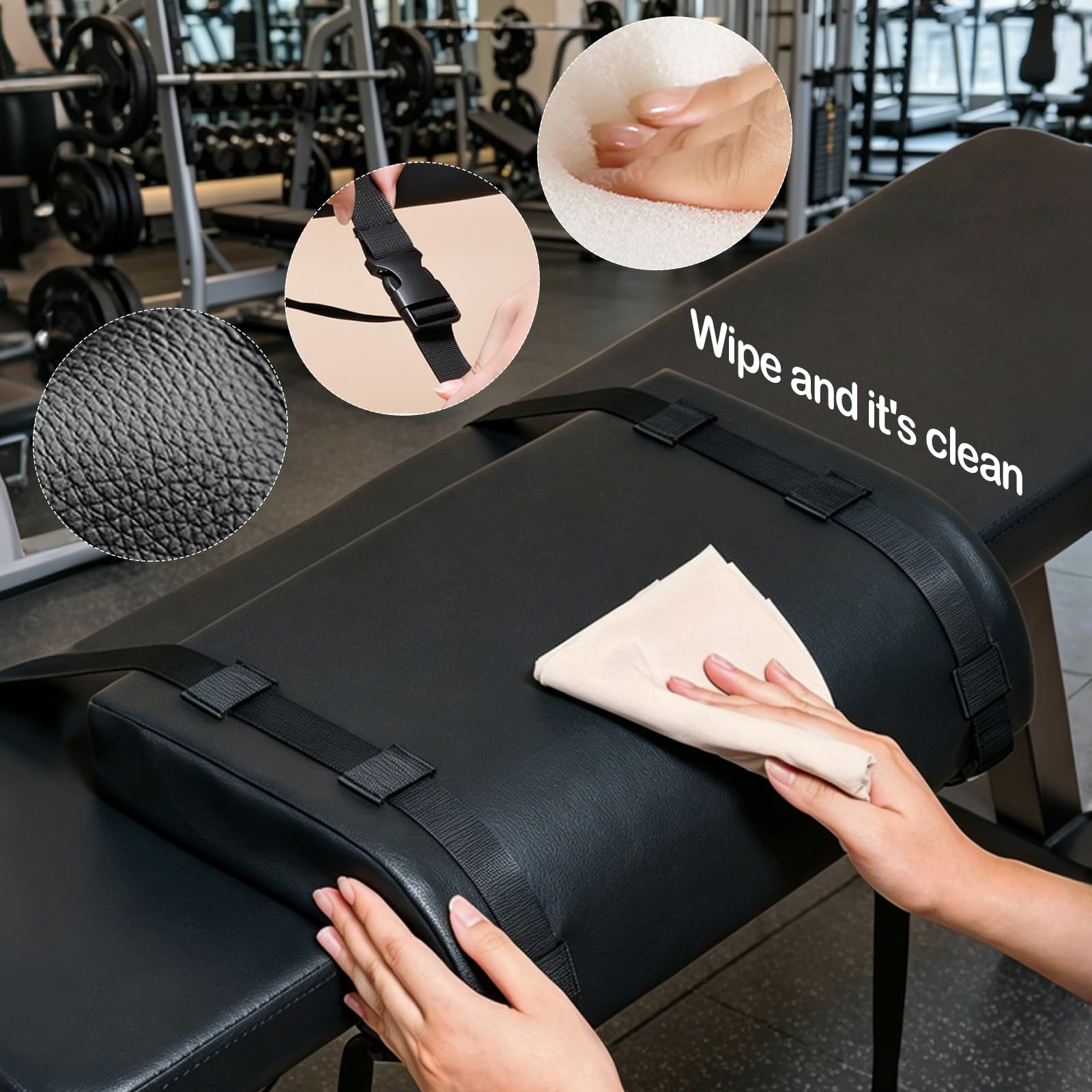 Hüftstoßpolster, 2 Stück L-Förmiges Langhantel Polster mit Befestigungsgurte für Rücken- Schulter- und Nackenstütze Hip Thrust Langhantel Polster für Kniebeugen und Hüftstreck zu Hause Fitnessstudio