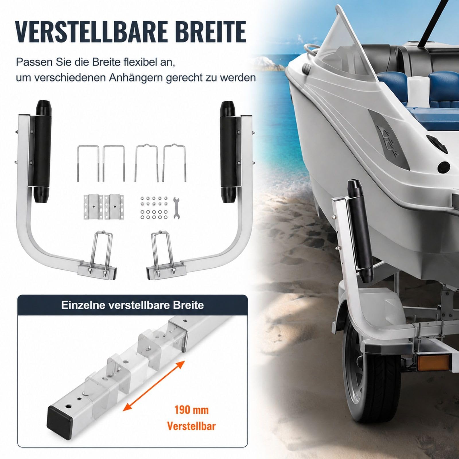 L-Form Bootsanhänger-Führungsstange mit Rollen aus verzinktem Stahl