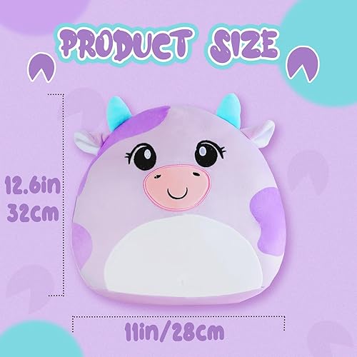 Miniatura 2 de Almohada de felpa de vaca de 12 pulgadas, felpa ultrasuave, juego de almohada de peluche suave Kawaii para niños y niñas, animal de peluche de vaca,