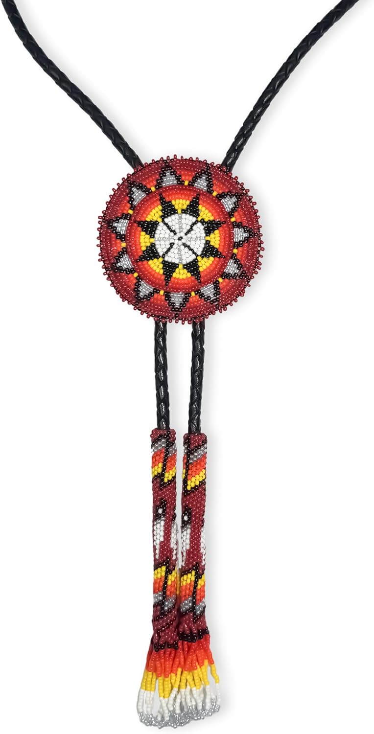 Handmade Beaded Bolo Tie,Native American Style Cz Seed Beads Bolo Tie.Beaded Bolo Tie for Fashion.