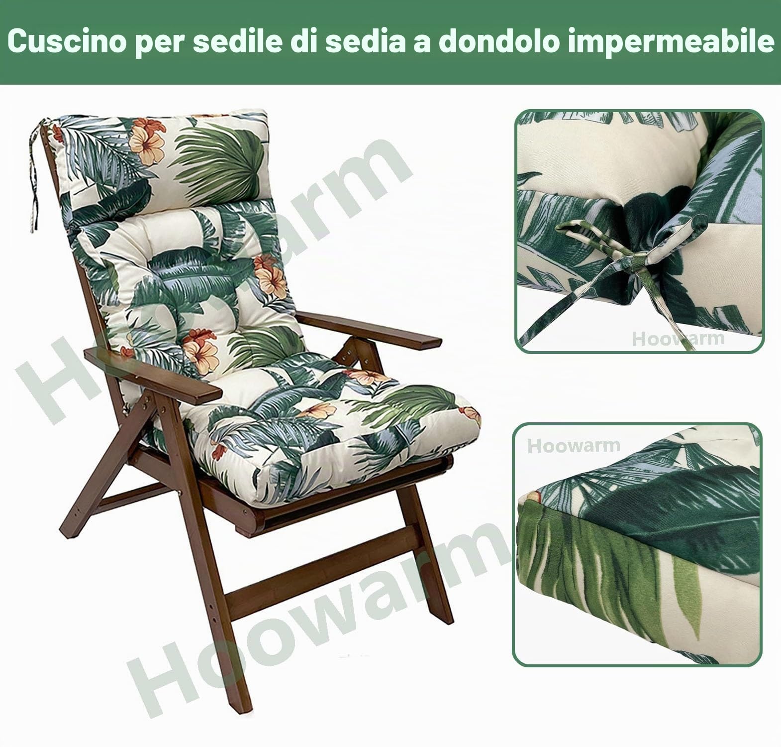 Cuscini per Sedia a Dondolo in Vimini Impermeabile Cuscino per Sdraio da Giardino Antiscivolo Cuscinos per Lettino Prendisole per Interni,Esterni, Altalena, Patio，Balcone, Spiaggia(A1,125x55x10cm)