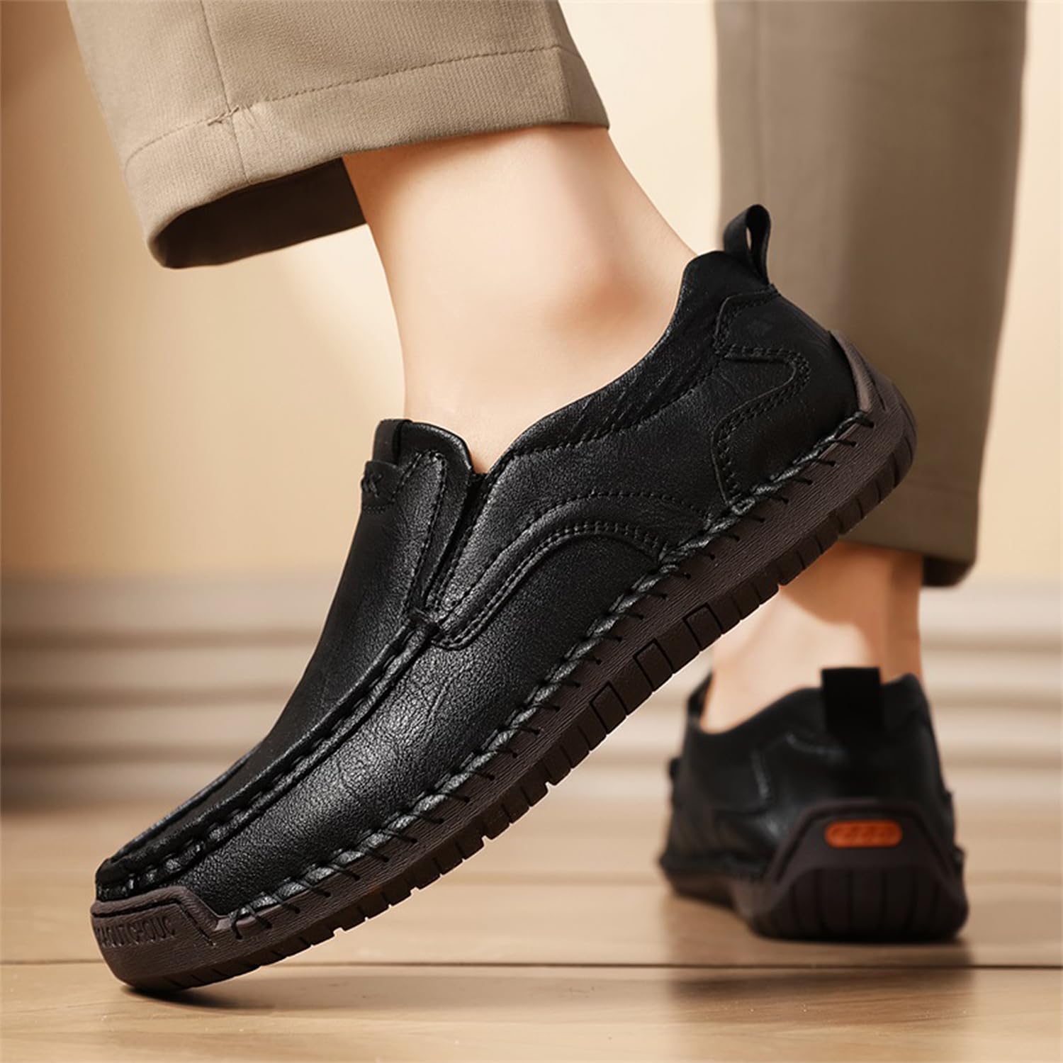 GREKS Men's Leather Loafers Handmade Slip-On Dress Shoes with Comfortable Insole Business Casual Driving Moccasins