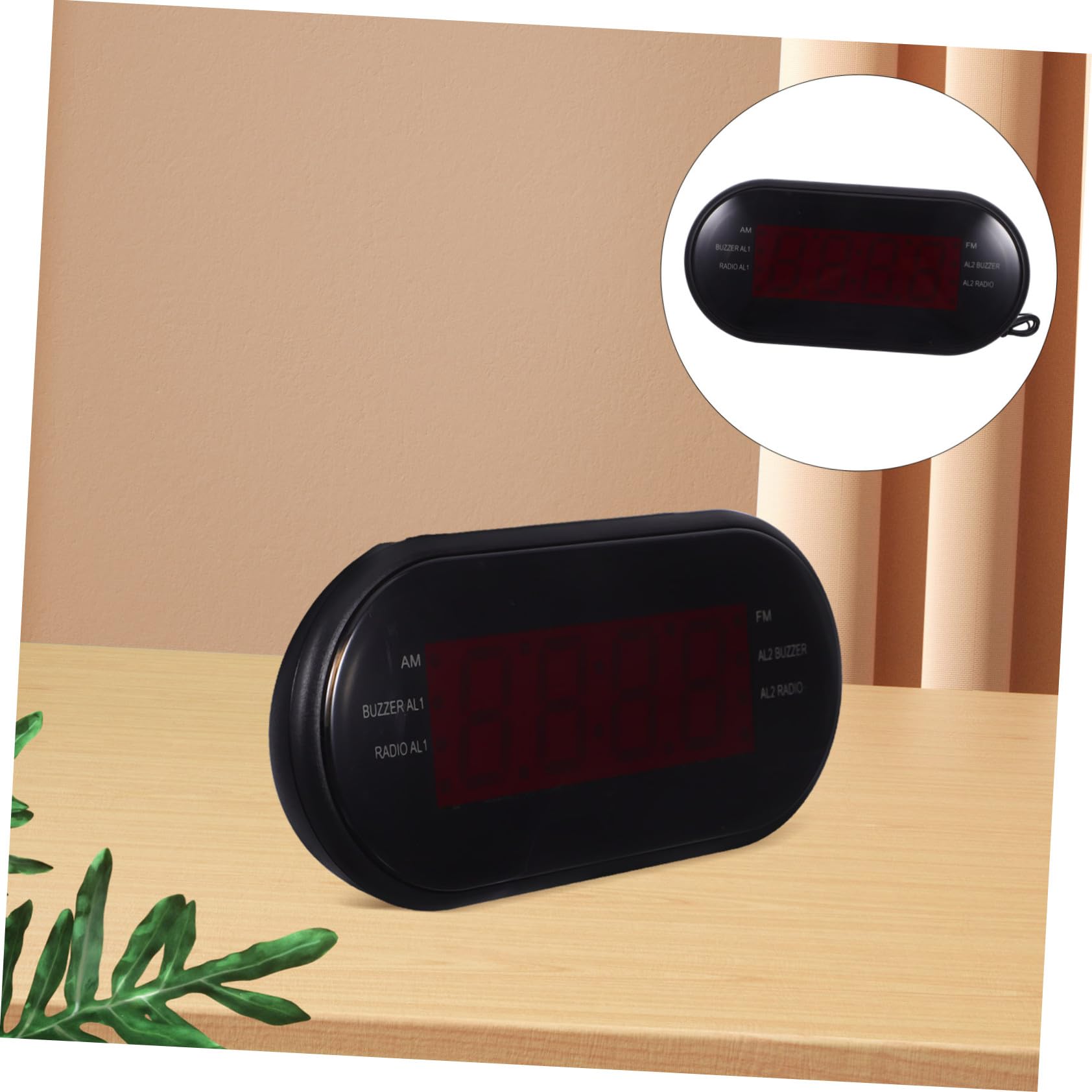 LABRIMP Radio Reloj Despertador Digital Am/FM con Doble Alarma Rojo | Proyección de Hora, Temporizador de Sueño, Plástico, Radio Am, Pantalla Curva