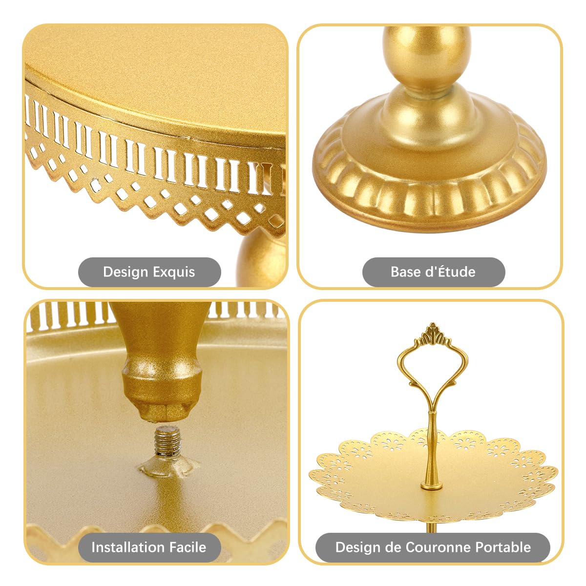 Set Di 5 Alzate Per Torte MTJYQTF CS005: Eleganti Supporti Dorati In Metallo Per Feste E Matrimoni - 2