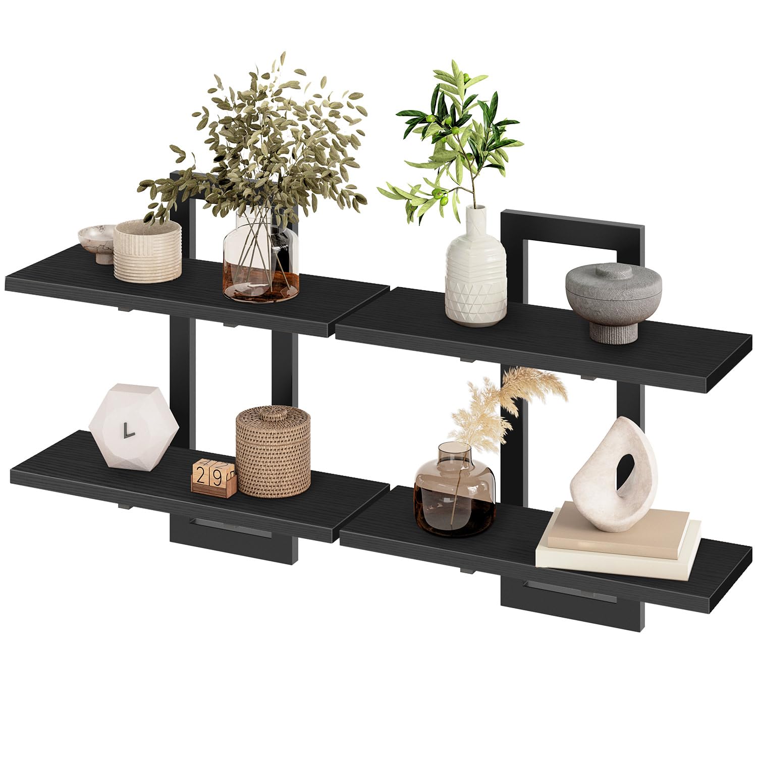 HOOBRO Schwebende Wandregale, stufige Wandboard, Schweberegal, hängende Badezimmerregale, für Wohnzimmer, Schlafzimmer, Küche