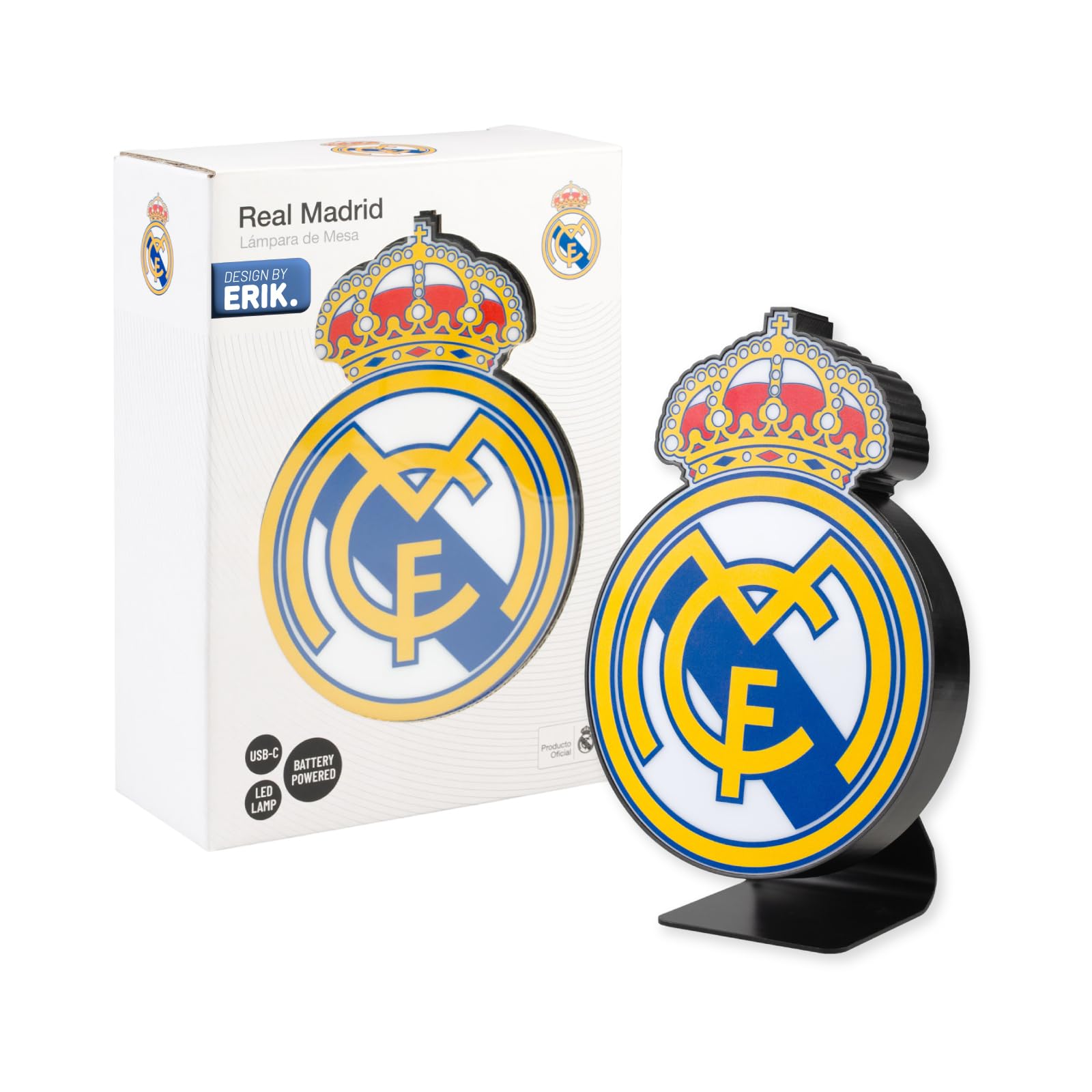 Grupo Erik Cadeaux Real Madrid Enfant | Lampe Real Madrid 3D | Lampe Football Cadeau | Cadeaux pour Enfants | Produit Officiel