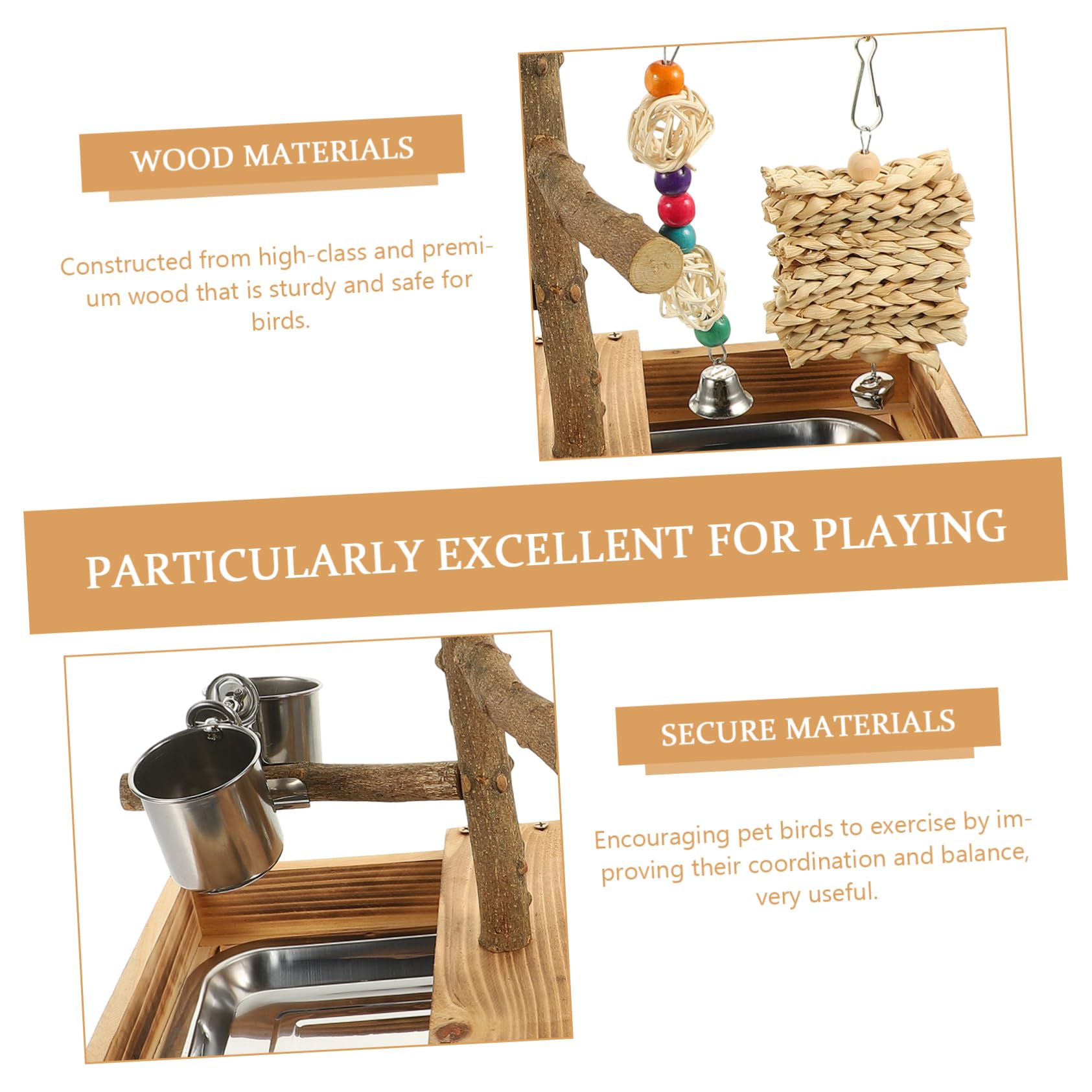 Angoily de Entrenamiento de Madera para Pájaros Juguete para Pájaros Zona para Accesorio para Jaula de Perchas para Soporte para Casa