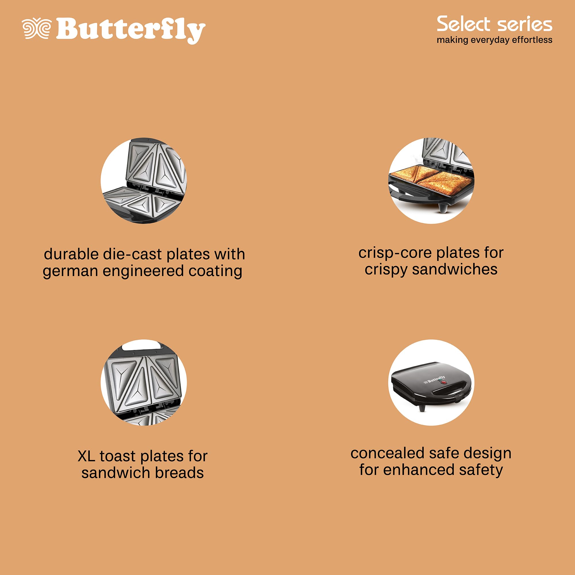 Butterfly Crosta Sandwich Maker - Toast Sandwiches Fast! -4