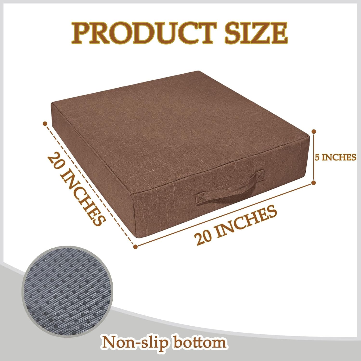 Recliner Cushion for Elderly, 20x20x5 Inch Thick. Extra Large Seat Cushion for Couch, Floor, Recliners and Armchairs. Eases Hip & Back Pain and Helps You Stand Up Easier (Coffee)