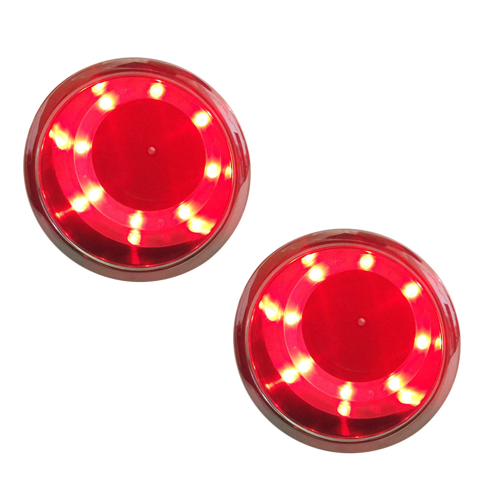 Pebbly Beach 2 PCS Led Cup Holders,Stainless Steel Red Led Cup Drink Holder Insert with Drain for Marine Boat,Yacht,RV,Camper