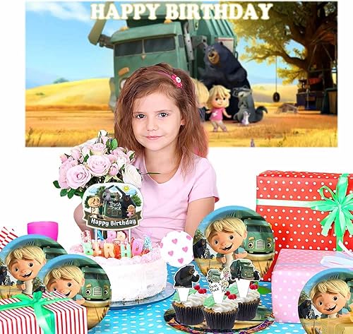 Miniatura 7 de Suministros de fiesta de camión de basura, decoraciones de cumpleaños, platos, banderines, decoración para tartas para niños